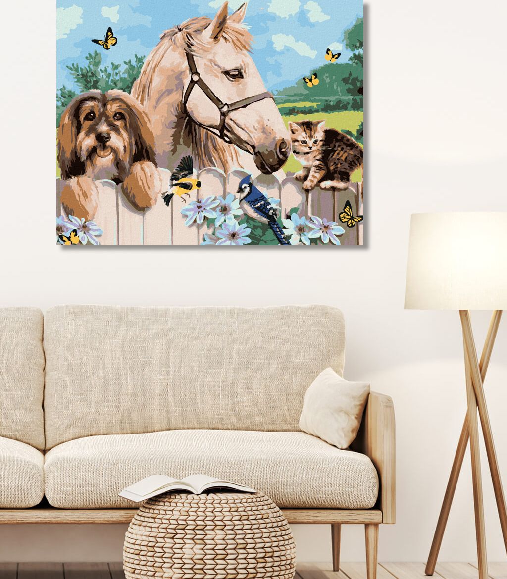 zuty Malování podle čísel - PES, KŮŇ A KOTĚ (HOWARD ROBINSON) - Rozměr: 40x50 cm, Rámování: Varianta: vypnuté plátno na rám - obrázek 2