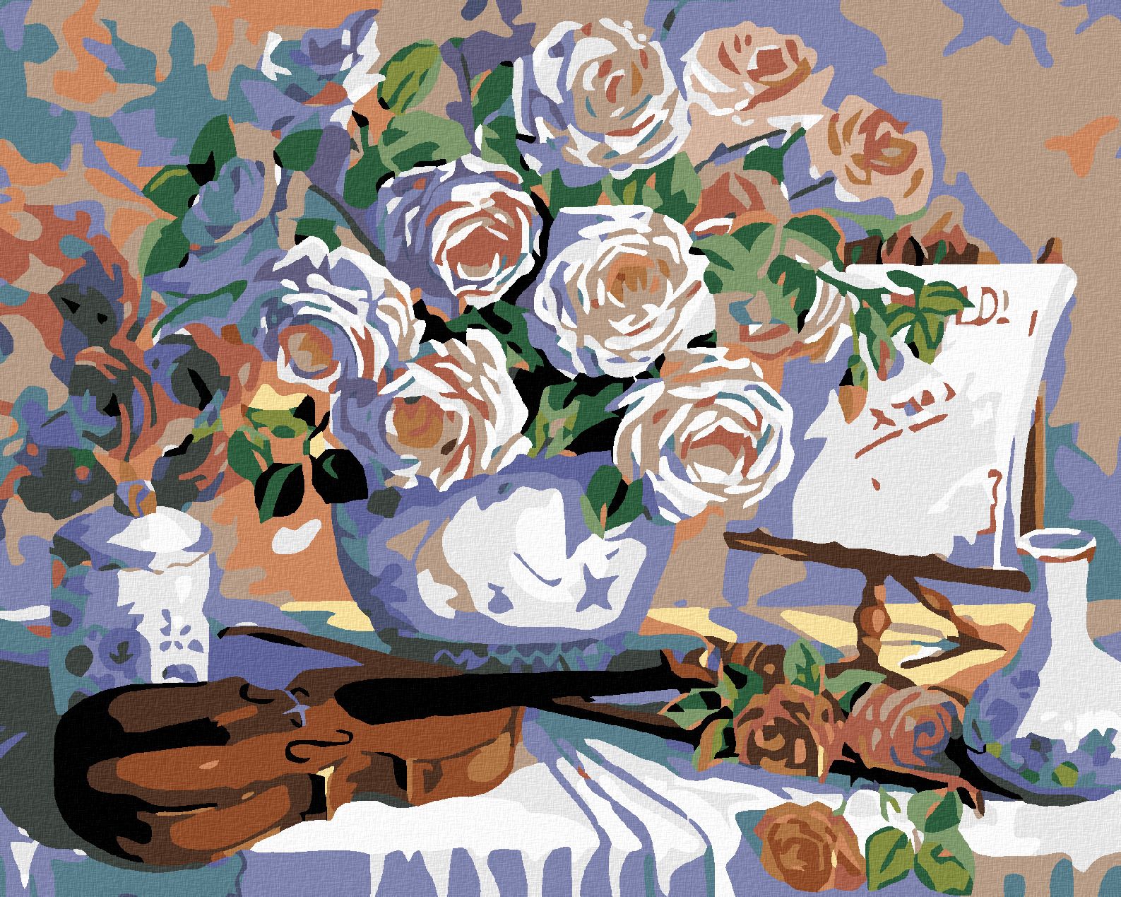 zuty Malování podle čísel - HOUSLE A RŮŽE - Rozměr: 40x50 cm, Rámování: Varianta: vypnuté plátno na rám - obrázek 1