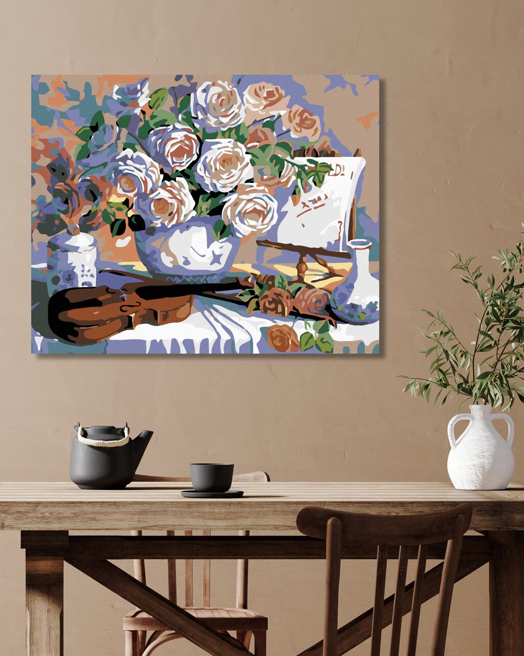 zuty Malování podle čísel - HOUSLE A RŮŽE - Rozměr: 40x50 cm, Rámování: Varianta: vypnuté plátno na rám - obrázek 4