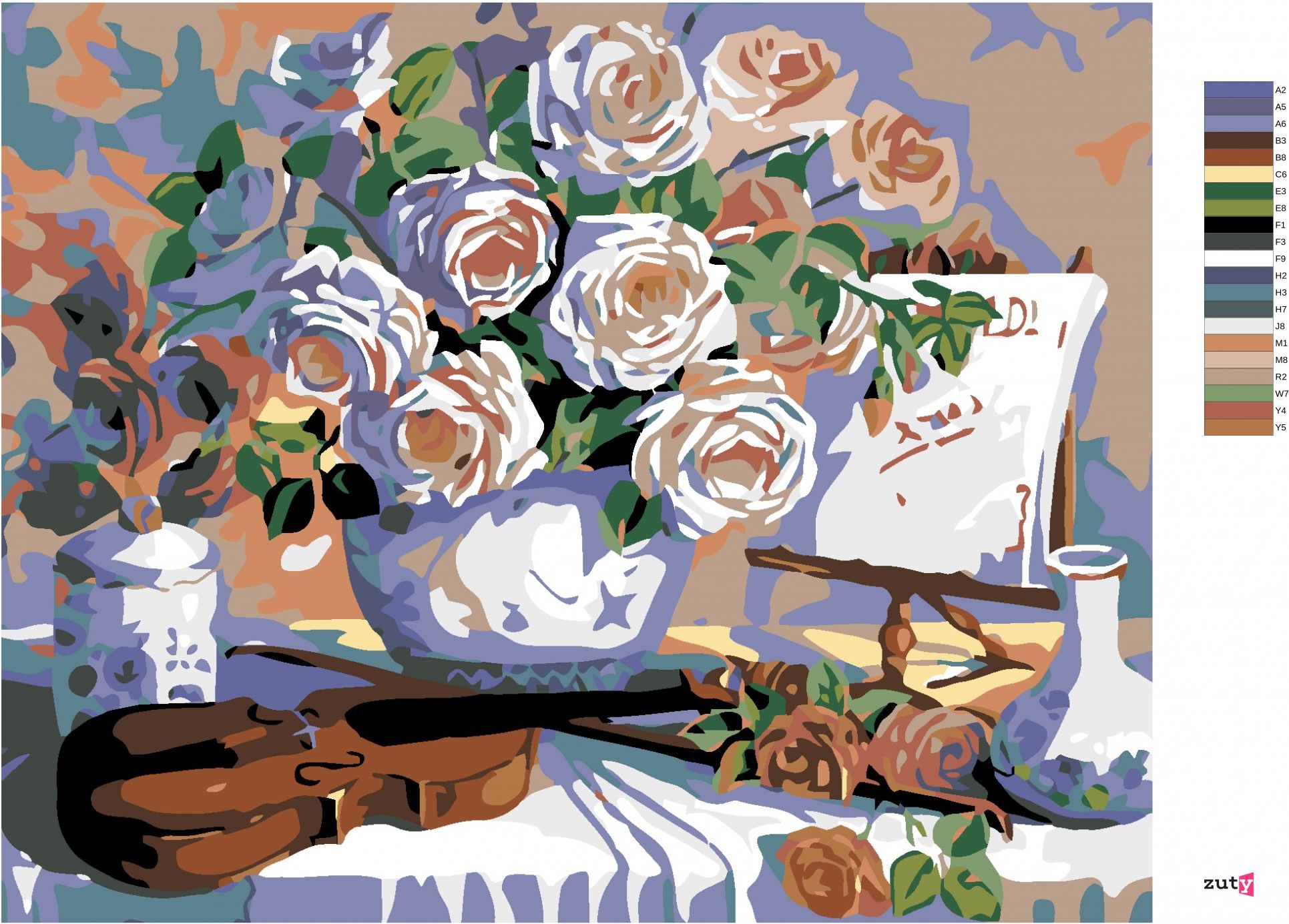 zuty Malování podle čísel - HOUSLE A RŮŽE - Rozměr: 40x50 cm, Rámování: Varianta: vypnuté plátno na rám - obrázek 8
