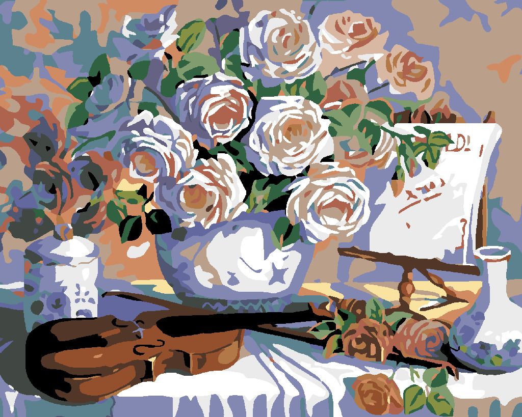 zuty Malování podle čísel - HOUSLE A RŮŽE - Rozměr: 40x50 cm, Rámování: Varianta: vypnuté plátno na rám - obrázek 10