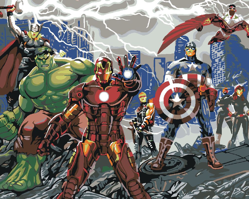 zuty Malování podle čísel - AVENGERS HRDINOVÉ - Rozměr: 40x50 cm, Rámování: Varianta: vypnuté plátno na rám - obrázek 8