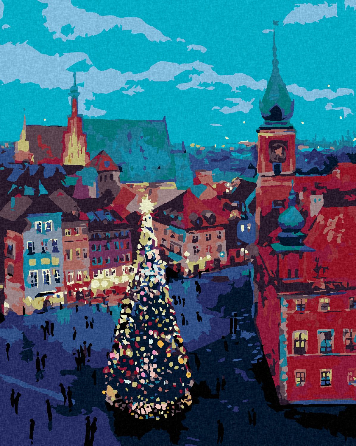 zuty Malování podle čísel - VÁNOČNÍ STROMEK PŘED ZÁMKEM VE VARŠAVĚ - Rozměr: 40x50 cm, Rámování: Varianta: bez rámu a bez vypnutí plátna - obrázek 1