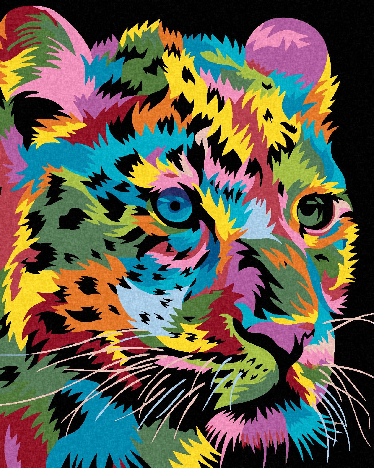 zuty Malování podle čísel - BAREVNÝ LEOPARD - Rozměr: 40x50 cm, Rámování: Varianta: vypnuté plátno na rám - obrázek 1