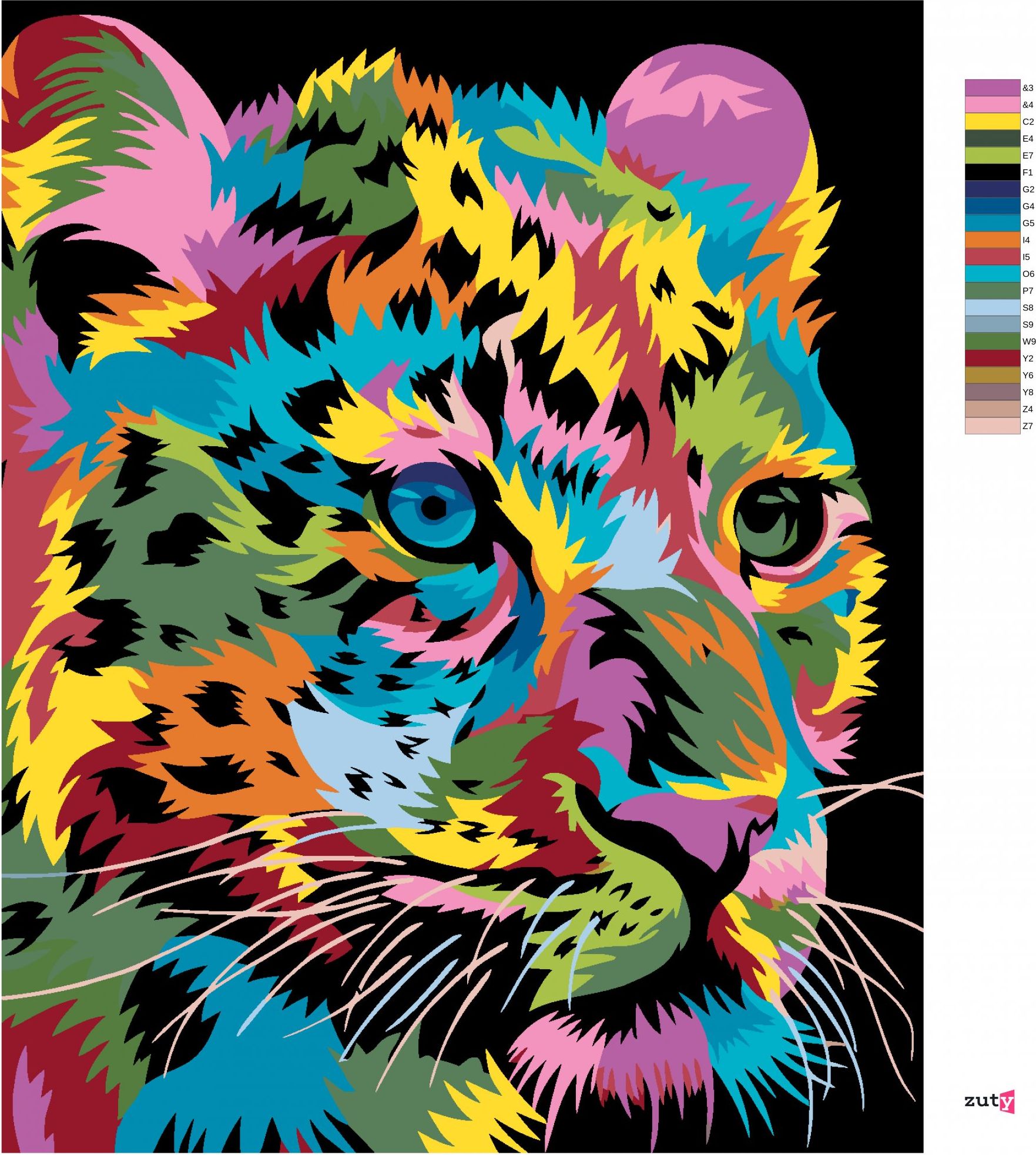 zuty Malování podle čísel - BAREVNÝ LEOPARD - Rozměr: 40x50 cm, Rámování: Varianta: vypnuté plátno na rám - obrázek 6