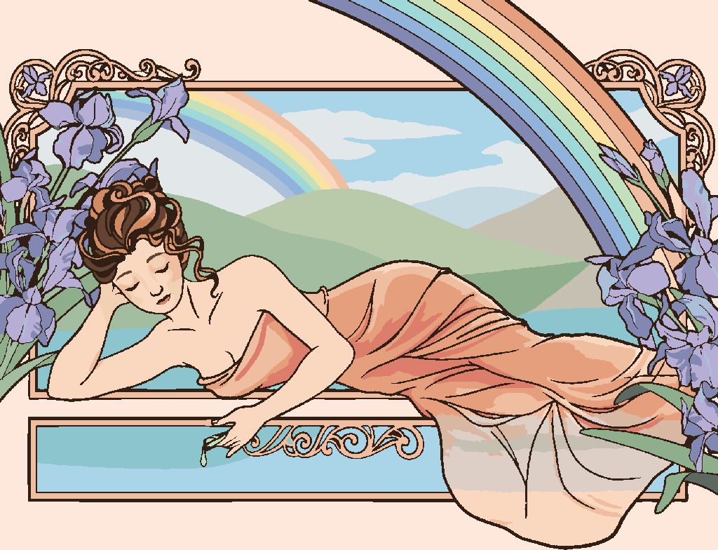 zuty Malování podle čísel - REPRODUKCE ŽENA A FIALKY (ALFONS MUCHA) - Rozměr: 40x50 cm, Rámování: Varianta: vypnuté plátno na rám - obrázek 2