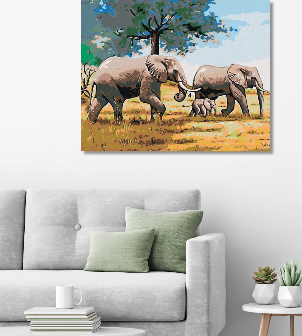 zuty Malování podle čísel - SLONÍ RODINKA - Rozměr: 40x50 cm, Rámování: Varianta: bez rámu a bez vypnutí plátna - obrázek 8