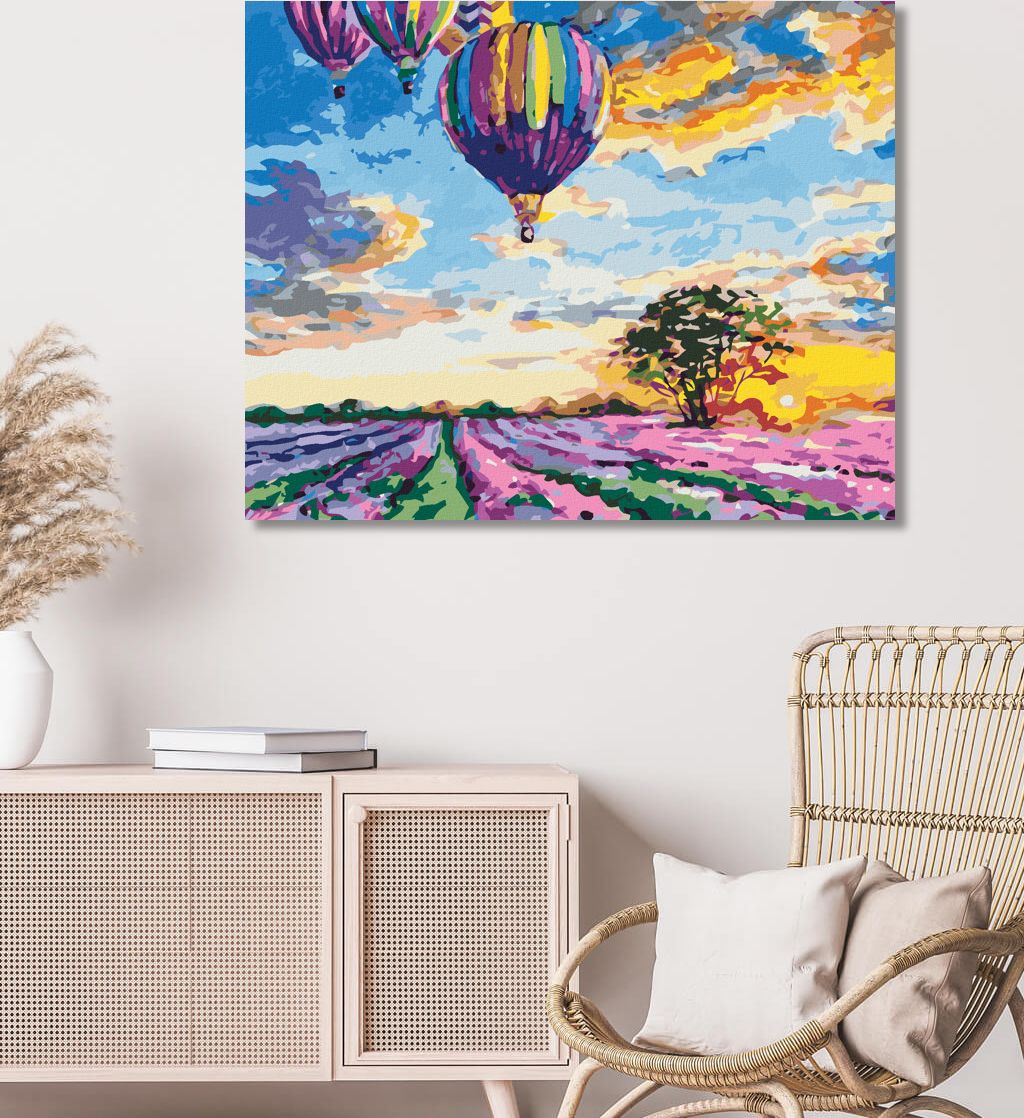 zuty Malování podle čísel - HORKOVZDUŠNÉ BALÓNY A LEVANDULE - Rozměr: 40x50 cm, Rámování: Varianta: vypnuté plátno na rám - obrázek 7