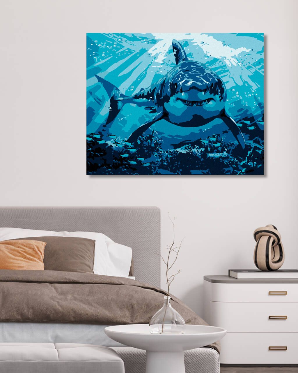 zuty Malování podle čísel - ŽRALOK BÍLÝ (HOWARD ROBINSON) - Rozměr: 40x50 cm, Rámování: Varianta: vypnuté plátno na rám - obrázek 9