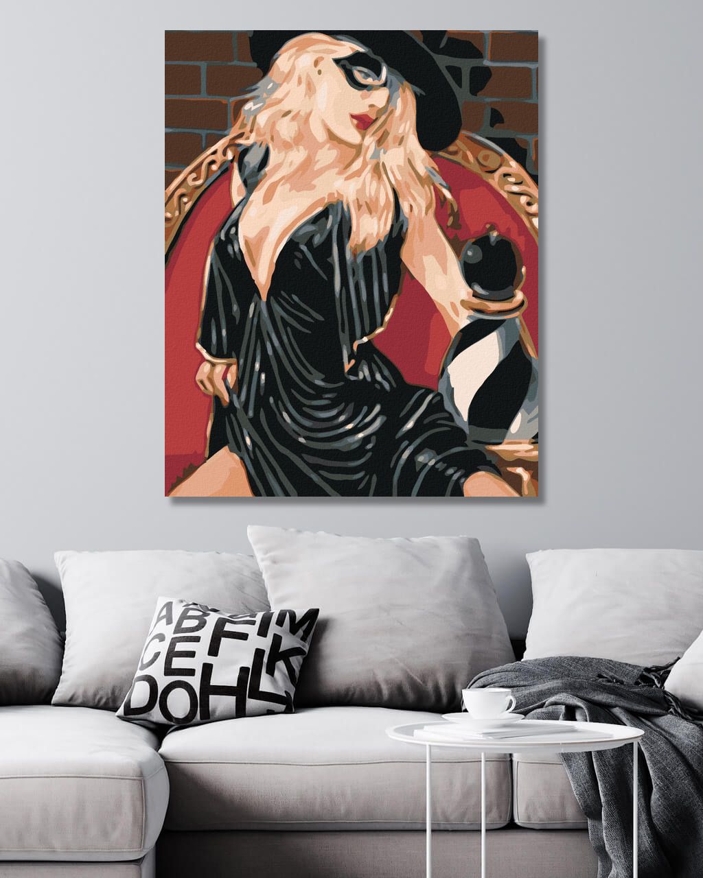 zuty Malování podle čísel - ŠACHISTKA V ČERNÉM - Rozměr: 40x50 cm, Rámování: Varianta: vypnuté plátno na rám - obrázek 2