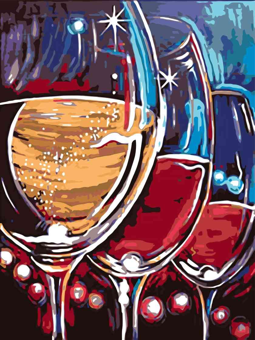 zuty Malování podle čísel - TŘI SKLENKY VÍNA - Rozměr: 40x50 cm, Rámování: Varianta: vypnuté plátno na rám - obrázek 3