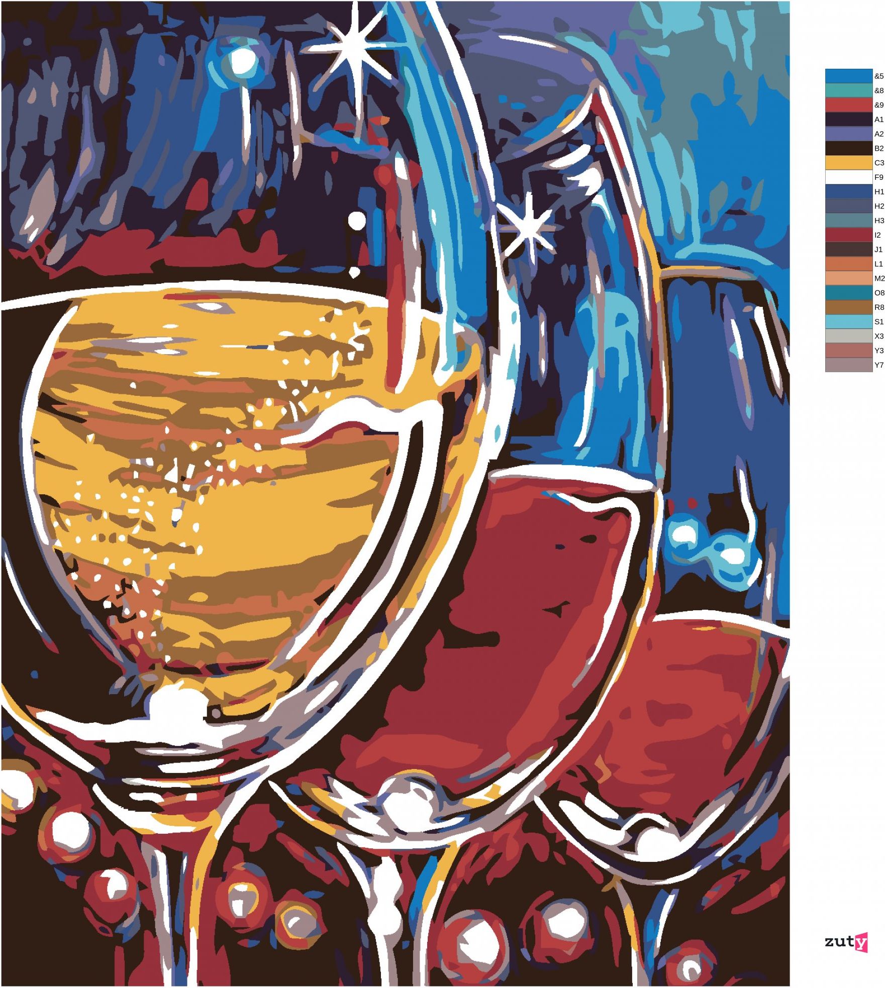 zuty Malování podle čísel - TŘI SKLENKY VÍNA - Rozměr: 40x50 cm, Rámování: Varianta: vypnuté plátno na rám - obrázek 13