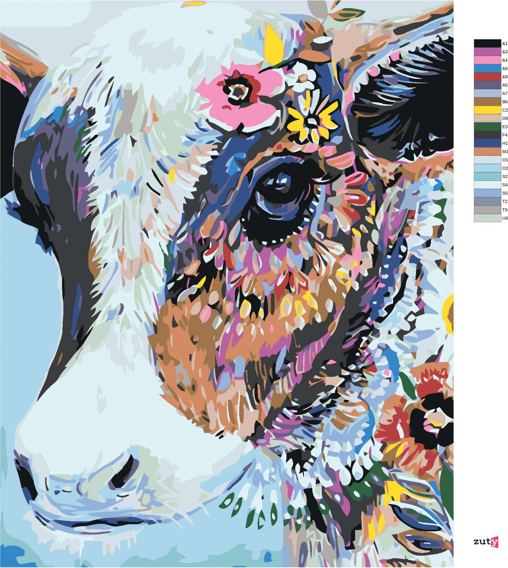 zuty Malování podle čísel - KVĚTINOVÁ KRAVIČKA - Rozměr: 40x50 cm, Rámování: Varianta: bez rámu a bez vypnutí plátna - obrázek 7