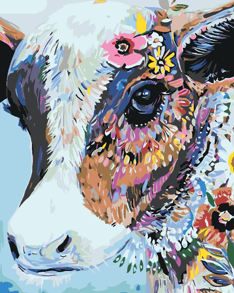 zuty Malování podle čísel - KVĚTINOVÁ KRAVIČKA - Rozměr: 40x50 cm, Rámování: Varianta: vypnuté plátno na rám - obrázek 3