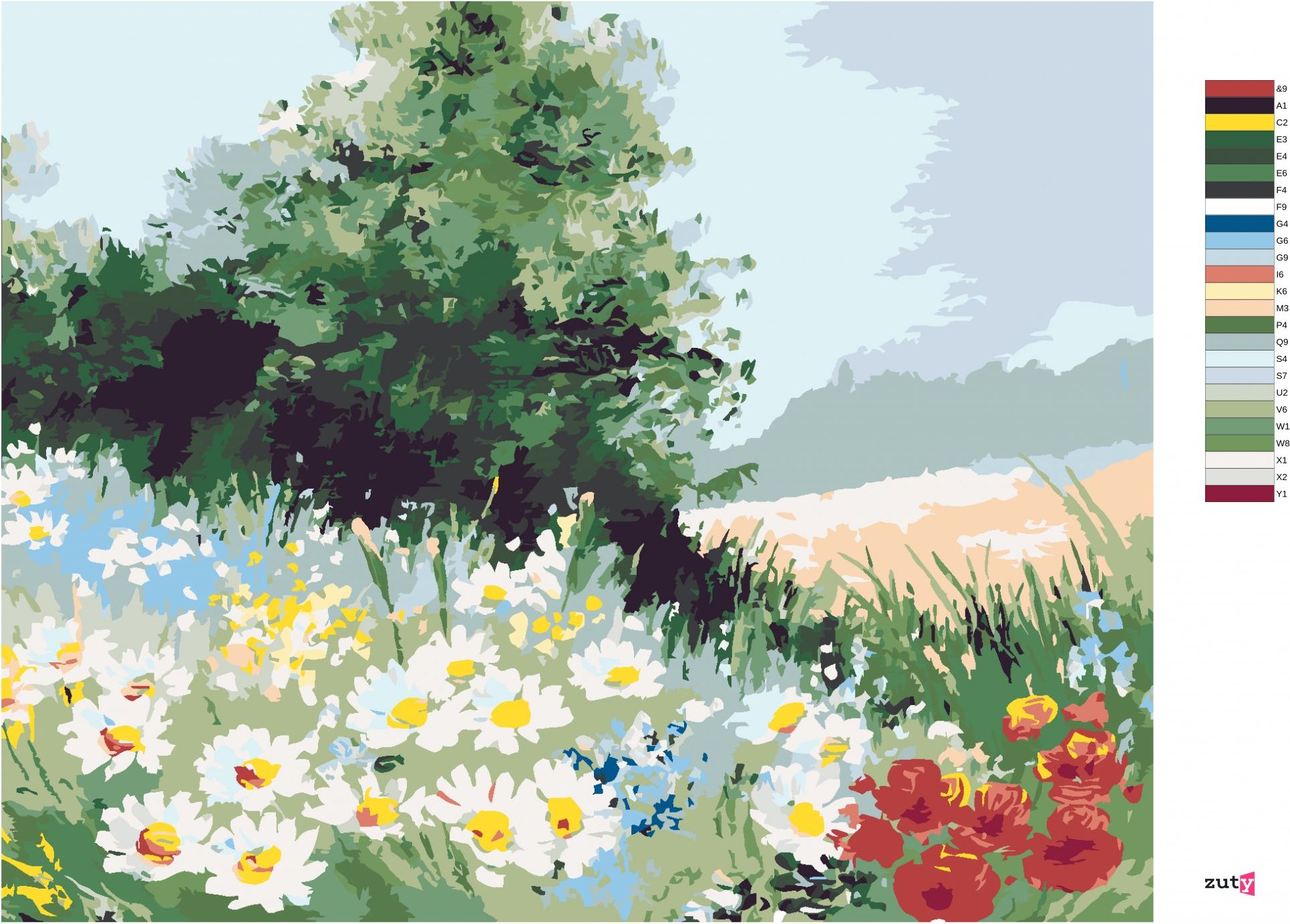 zuty Malování podle čísel - SEDMIKRÁSKOVÉ POLE - Rozměr: 40x50 cm, Rámování: Varianta: bez rámu a bez vypnutí plátna - obrázek 4