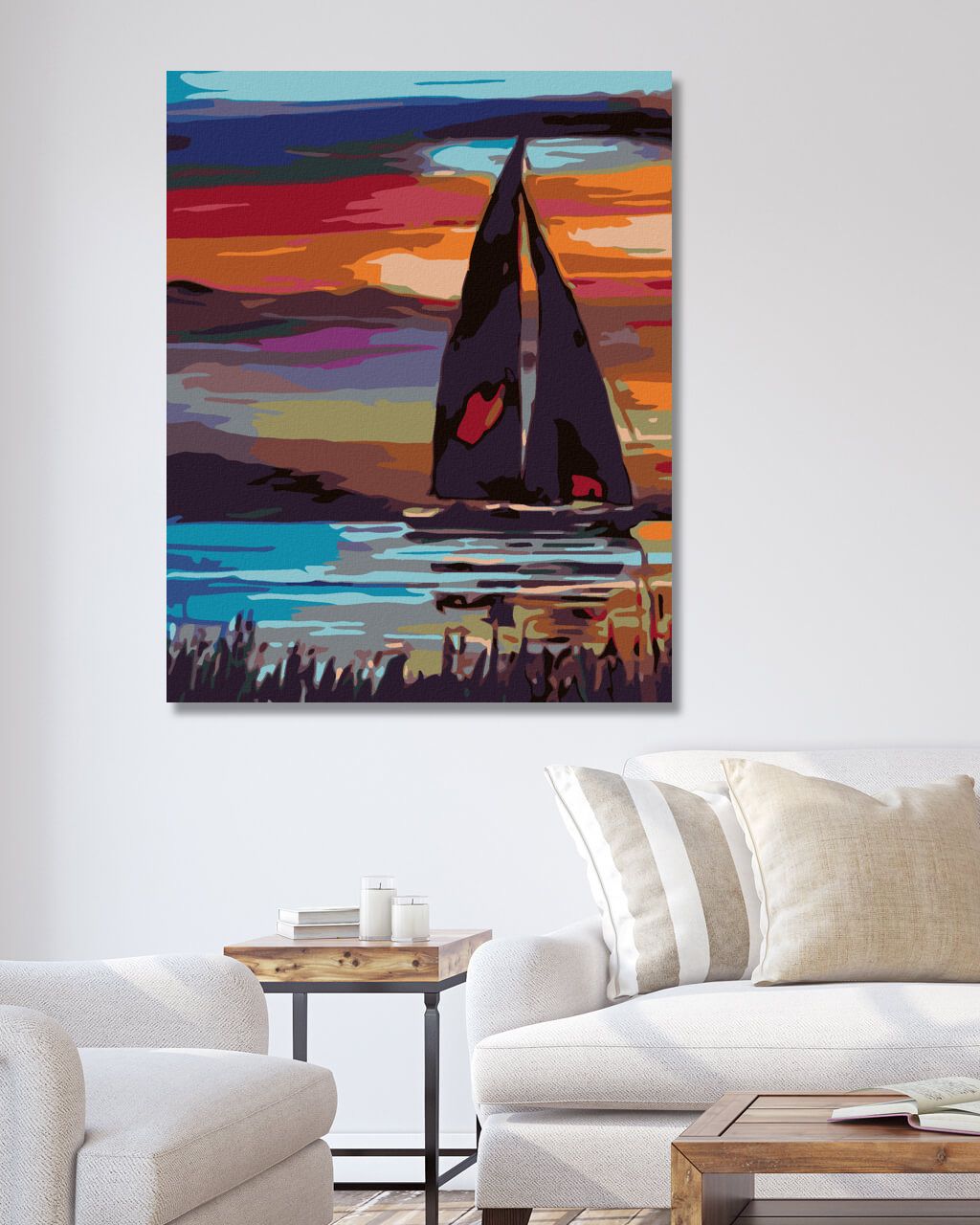 zuty Malování podle čísel - PLACHETNICE NA JEZEŘE - Rozměr: 40x50 cm, Rámování: Varianta: vypnuté plátno na rám - obrázek 5