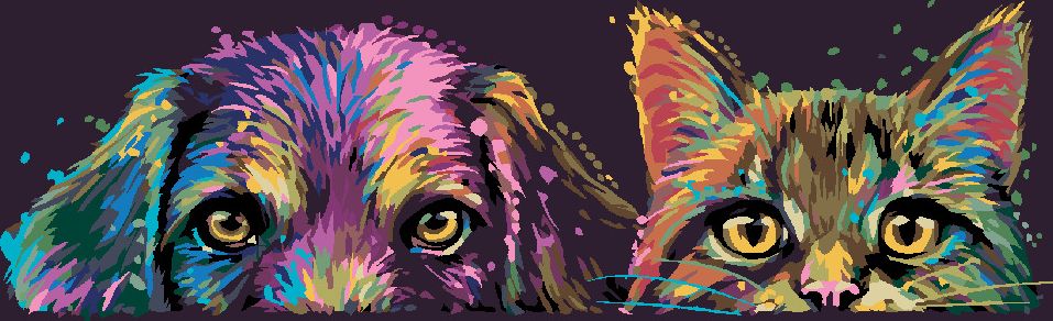zuty Malování podle čísel - PES A KOČKA V BARVÁCH - Rozměr: 40x50 cm, Rámování: Varianta: vypnuté plátno na rám - obrázek 7