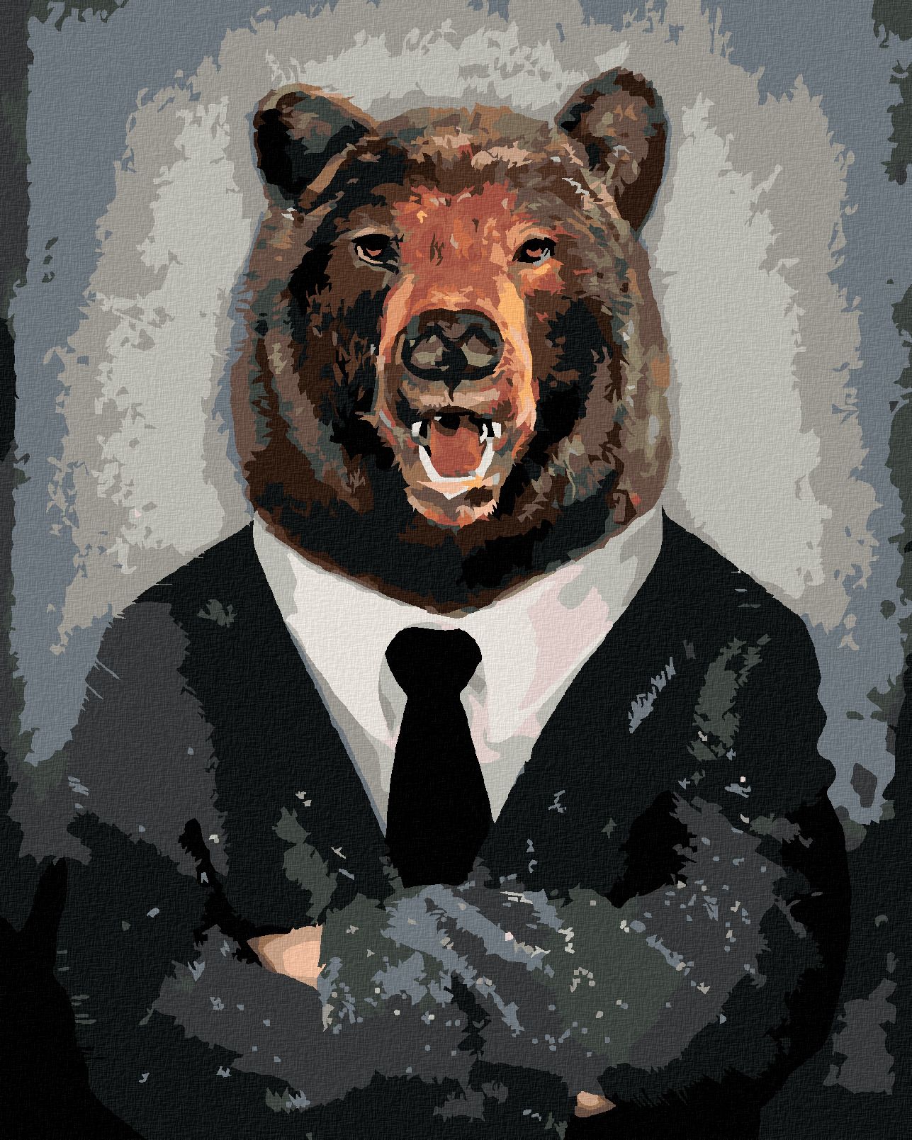 zuty Malování podle čísel - MEDVĚD V OBLEČENÍ - Rozměr: 40x50 cm, Rámování: Varianta: bez rámu a bez vypnutí plátna - obrázek 1