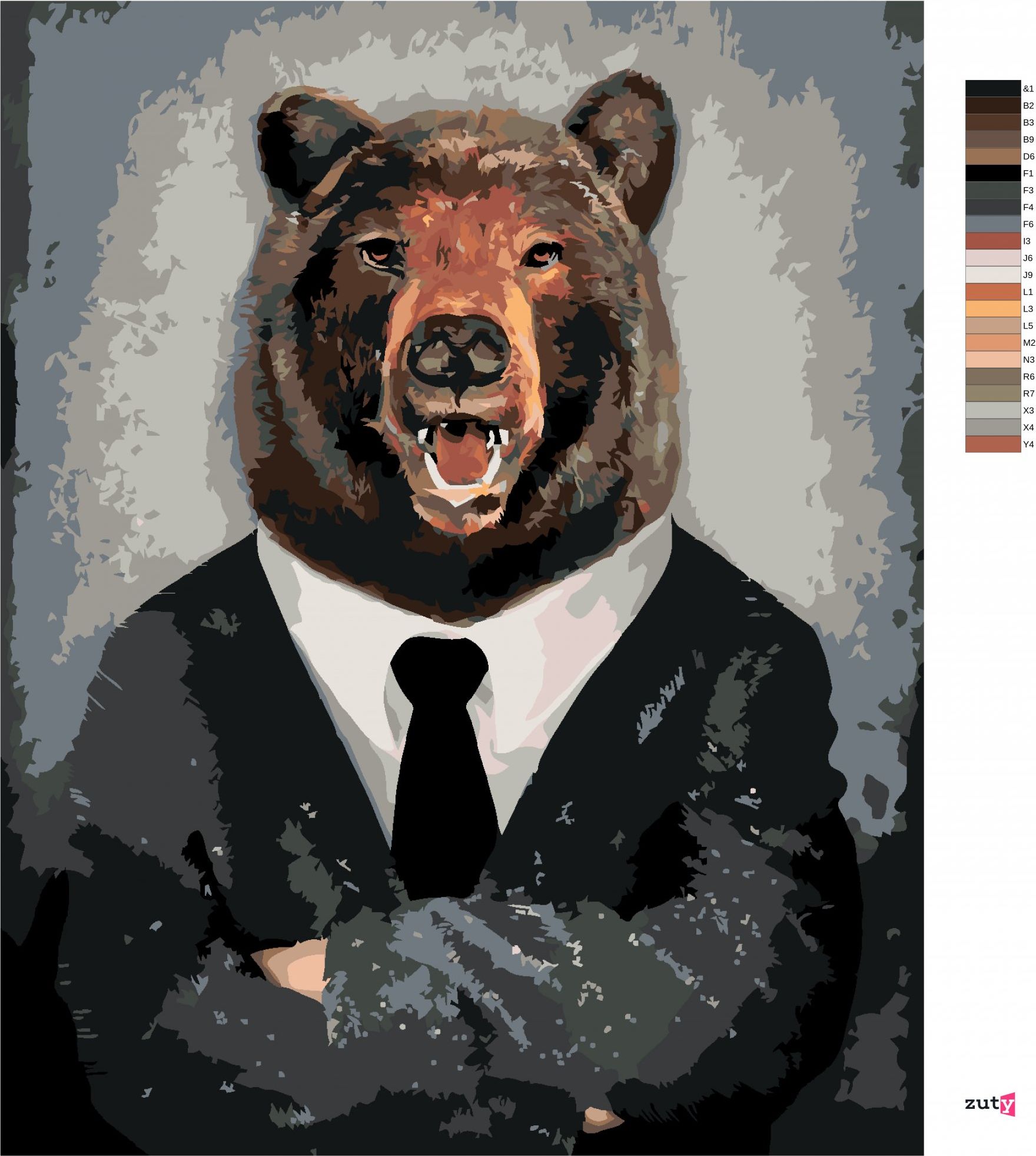 zuty Malování podle čísel - MEDVĚD V OBLEČENÍ - Rozměr: 40x50 cm, Rámování: Varianta: bez rámu a bez vypnutí plátna - obrázek 2