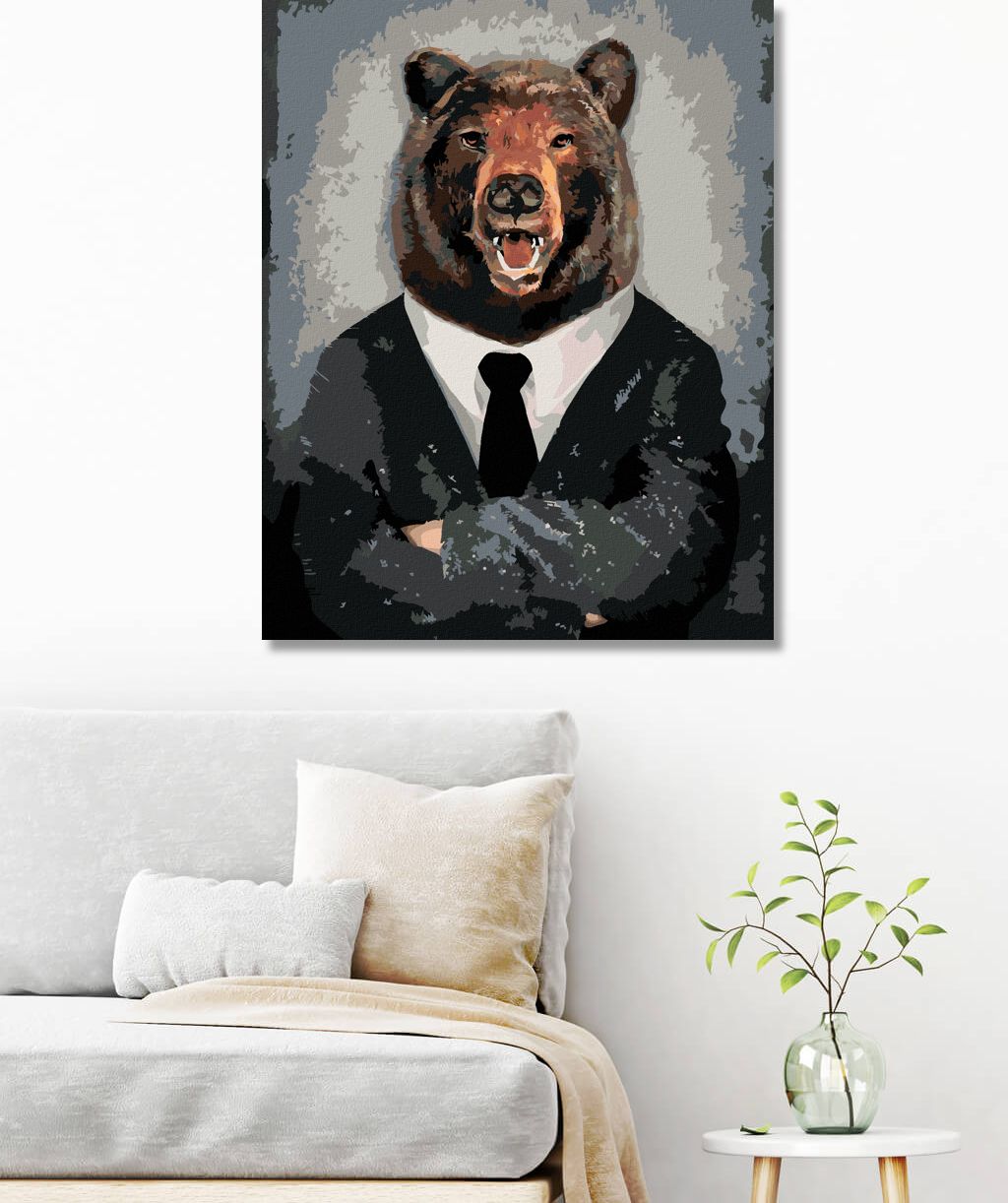 zuty Malování podle čísel - MEDVĚD V OBLEČENÍ - Rozměr: 40x50 cm, Rámování: Varianta: bez rámu a bez vypnutí plátna - obrázek 6