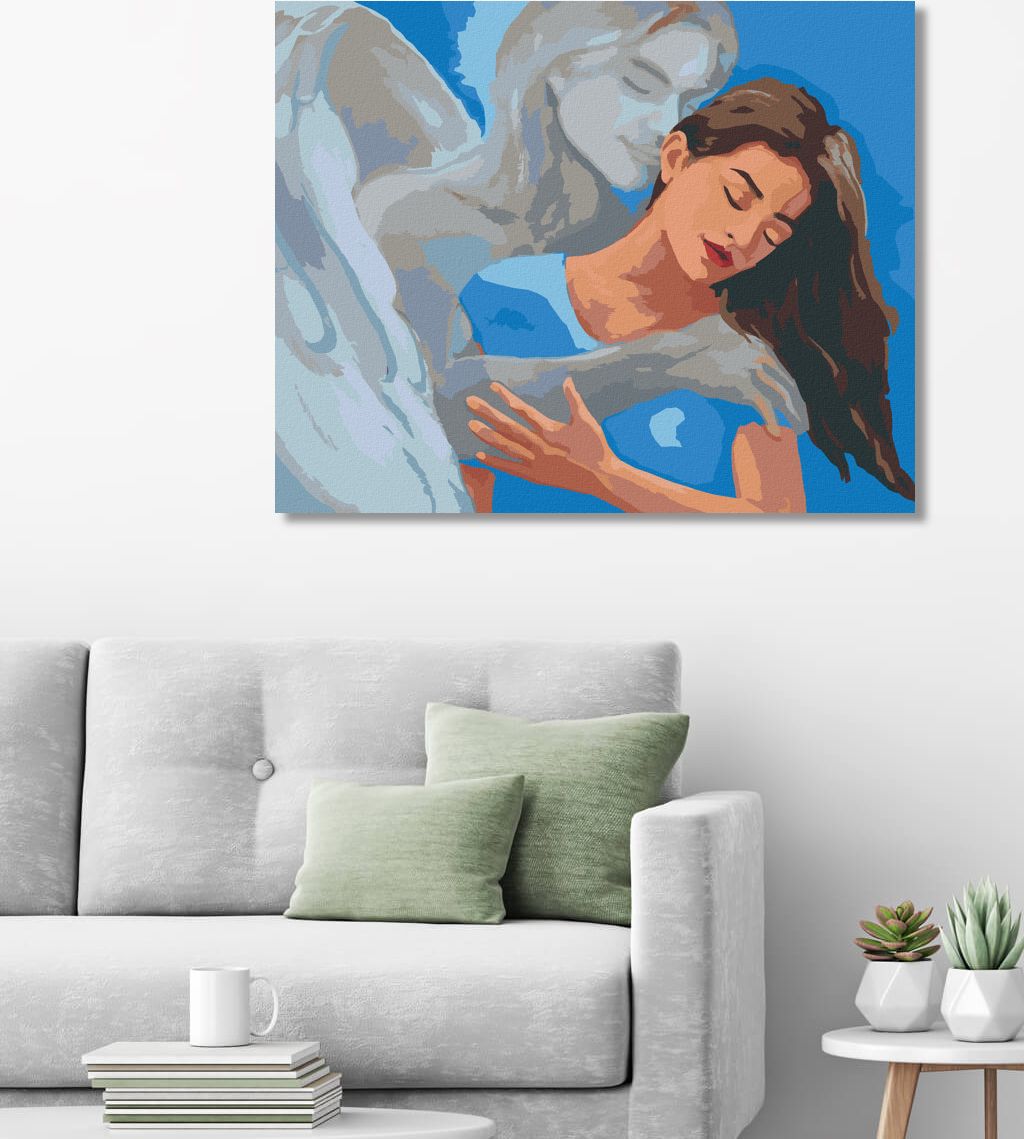 zuty Malování podle čísel - ŽENA V OBJETÍ ANDĚLA - Rozměr: 40x50 cm, Rámování: Varianta: vypnuté plátno na rám - obrázek 6
