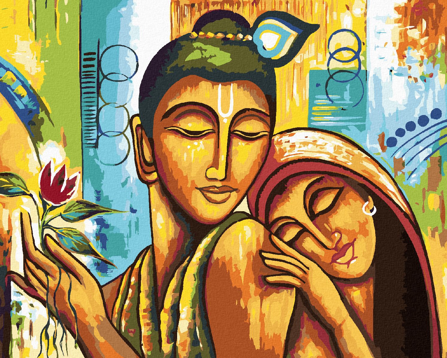 zuty Malování podle čísel - BUDDHA SE ŽENOU - Rozměr: 40x50 cm, Rámování: Varianta: bez rámu a bez vypnutí plátna - obrázek 1