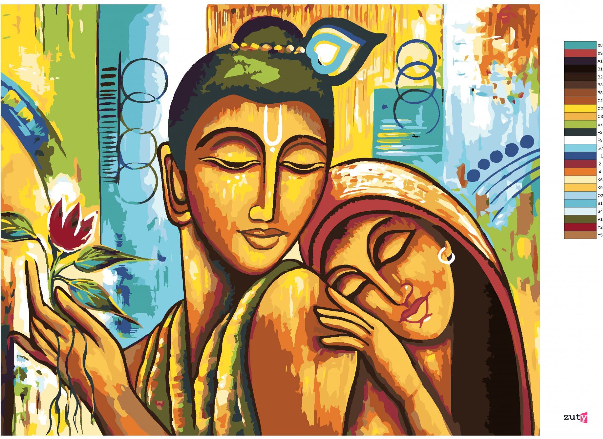zuty Malování podle čísel - BUDDHA SE ŽENOU - Rozměr: 40x50 cm, Rámování: Varianta: bez rámu a bez vypnutí plátna - obrázek 6