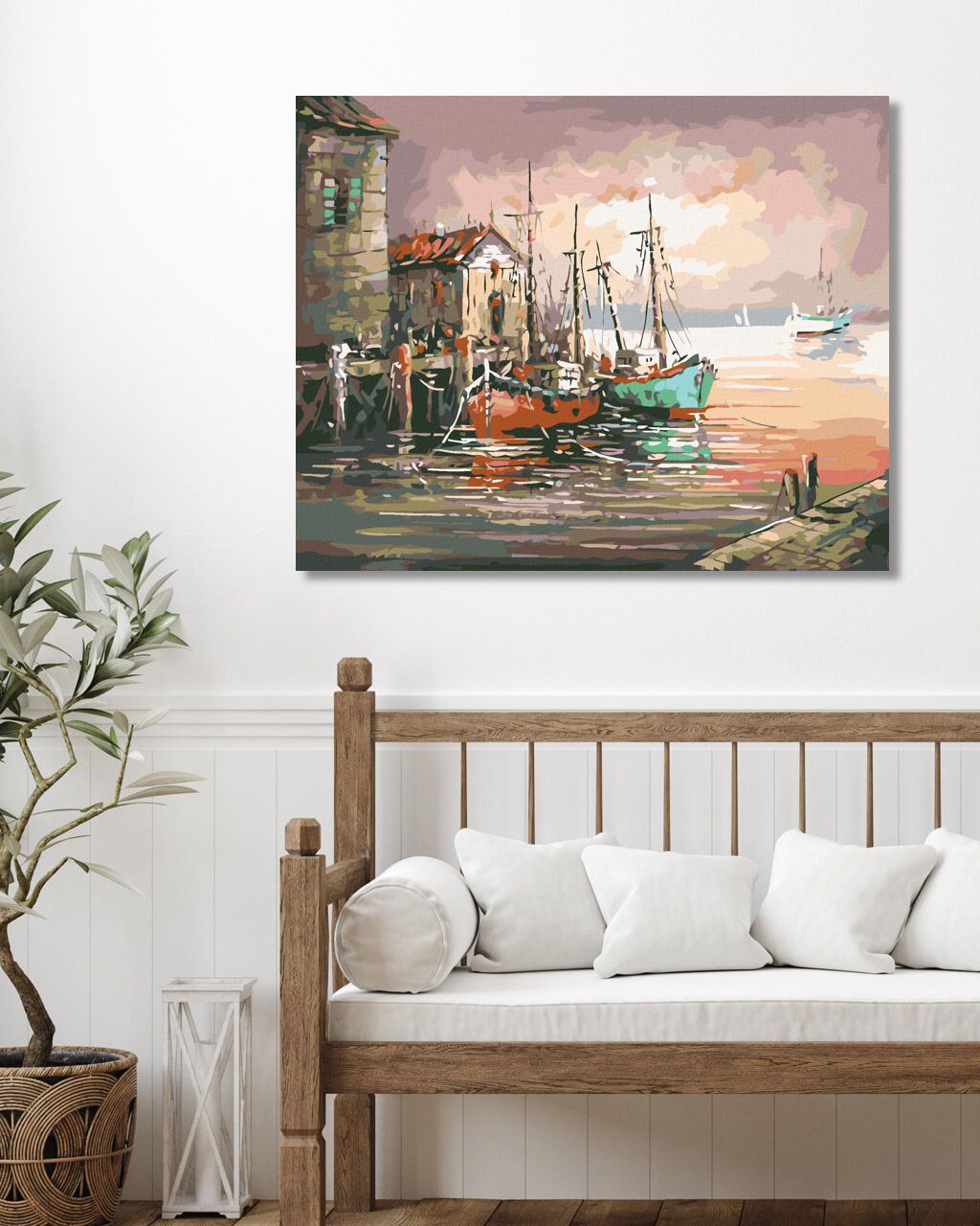 zuty Malování podle čísel - LODĚ VE STARÉM PŘÍSTAVIŠTI - Rozměr: 40x50 cm, Rámování: Varianta: vypnuté plátno na rám - obrázek 4