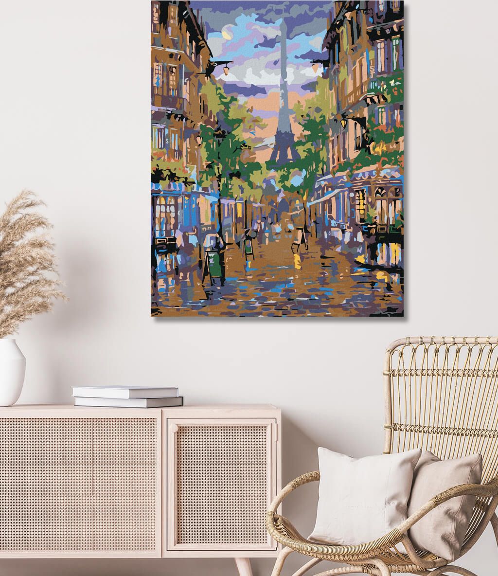 zuty Malování podle čísel - ÚTULNÁ ULIČKA POD EIFFELOVKOU - Rozměr: 40x50 cm, Rámování: Varianta: vypnuté plátno na rám - obrázek 8