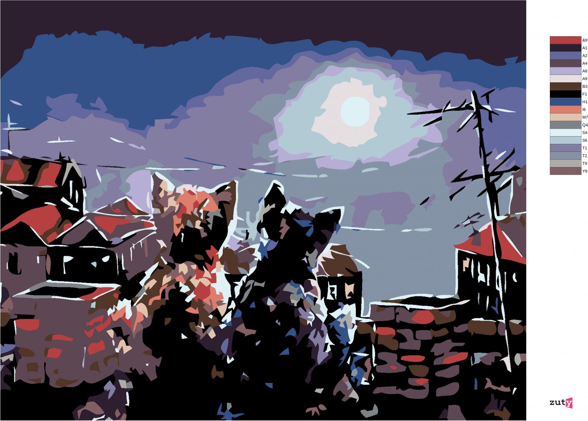 zuty Malování podle čísel - KOŤATA NA STŘEŠE - Rozměr: 40x50 cm, Rámování: Varianta: bez rámu a bez vypnutí plátna - obrázek 9