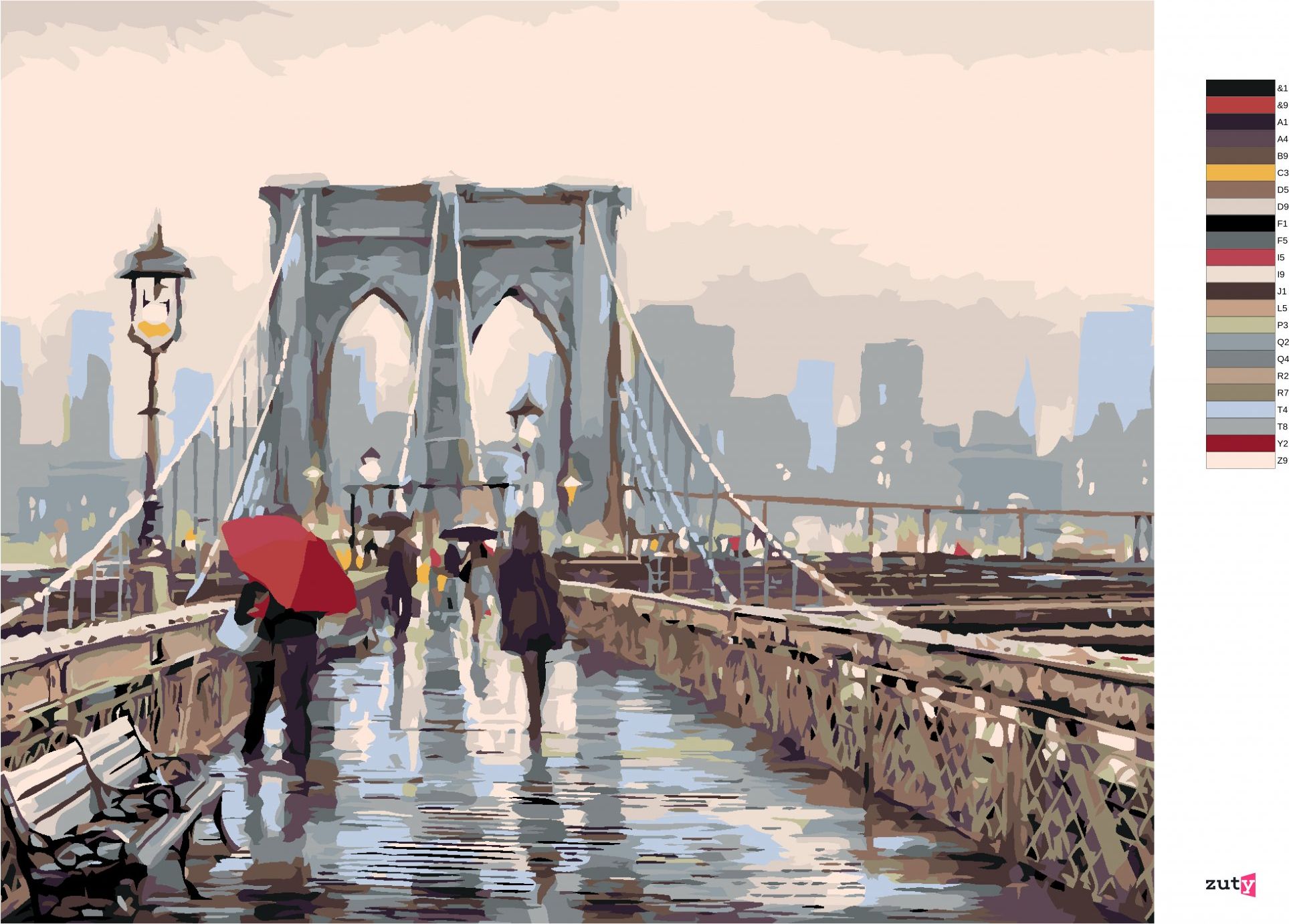 zuty Malování podle čísel - PROCHÁZKA PO BROOKLYN BRIDGE (RICHARD MACNEIL) - Rozměr: 40x50 cm, Rámování: Varianta: vypnuté plátno na rám - obrázek 10