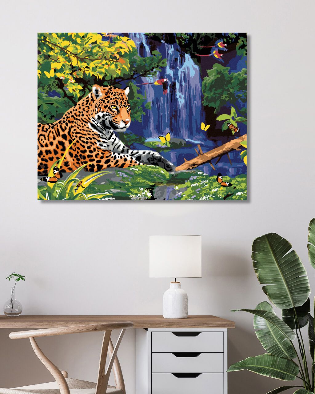 zuty Malování podle čísel - JAGUÁR U VODOPÁDU A PAPOUŠCI (HOWARD ROBINSON) - Rozměr: 40x50 cm, Rámování: Varianta: bez rámu a bez vypnutí plátna - obrázek 7