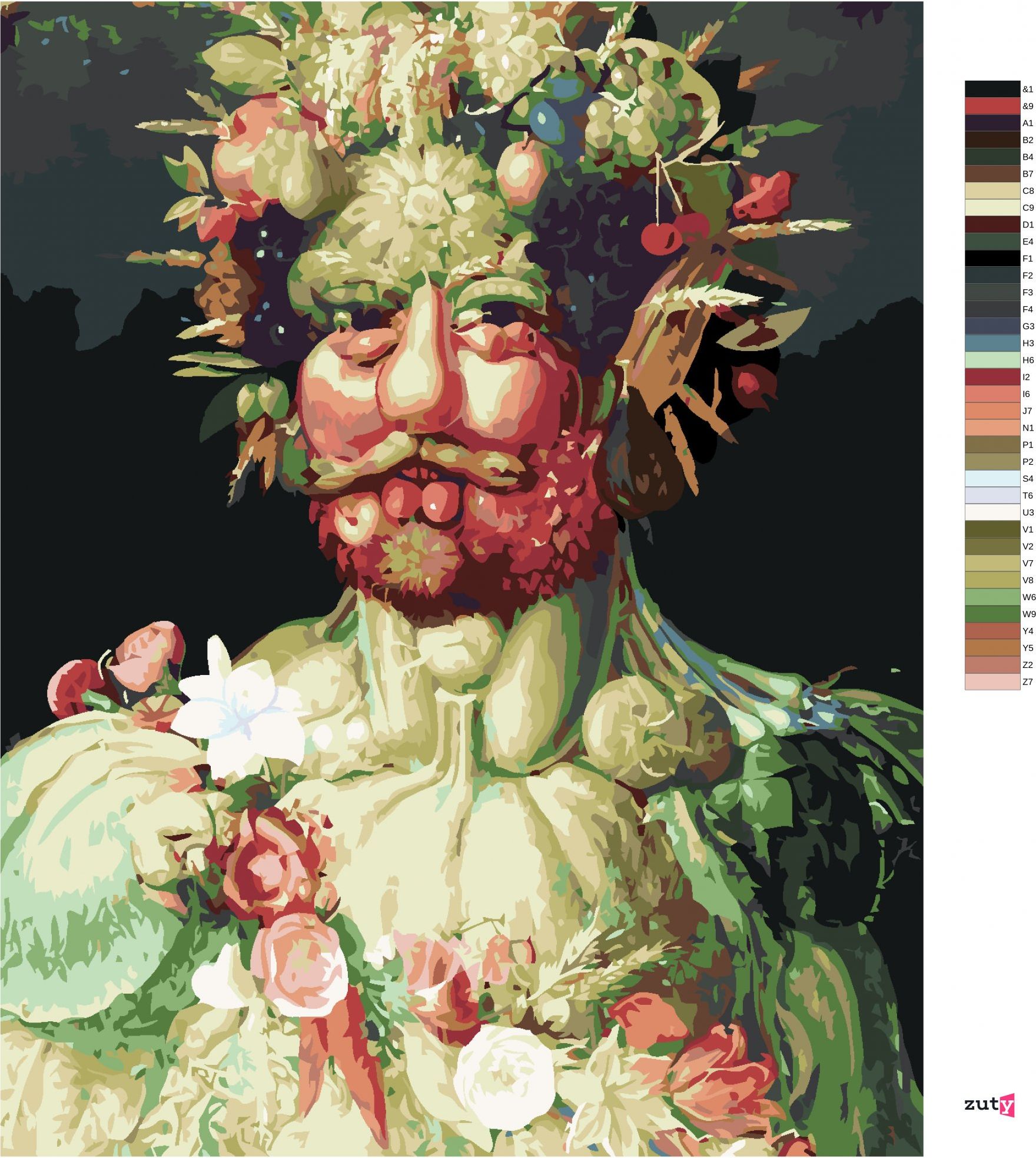 zuty Malování podle čísel - RUDOLF II. JAKO VERTUMNUS (G. ARCIMBOLDO) - Rozměr: 40x50 cm, Rámování: Varianta: bez rámu a bez vypnutí plátna - obrázek 7