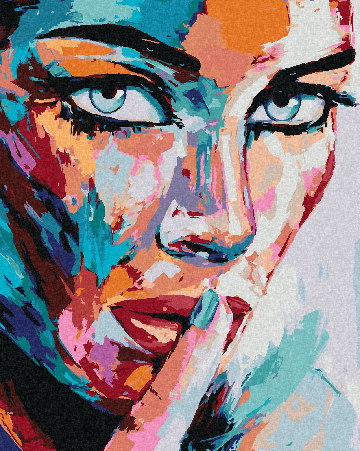zuty Malování podle čísel - PORTRÉT BAREVNÁ ŽENA - Rozměr: 40x50 cm, Rámování: Varianta: bez rámu a bez vypnutí plátna - obrázek 1