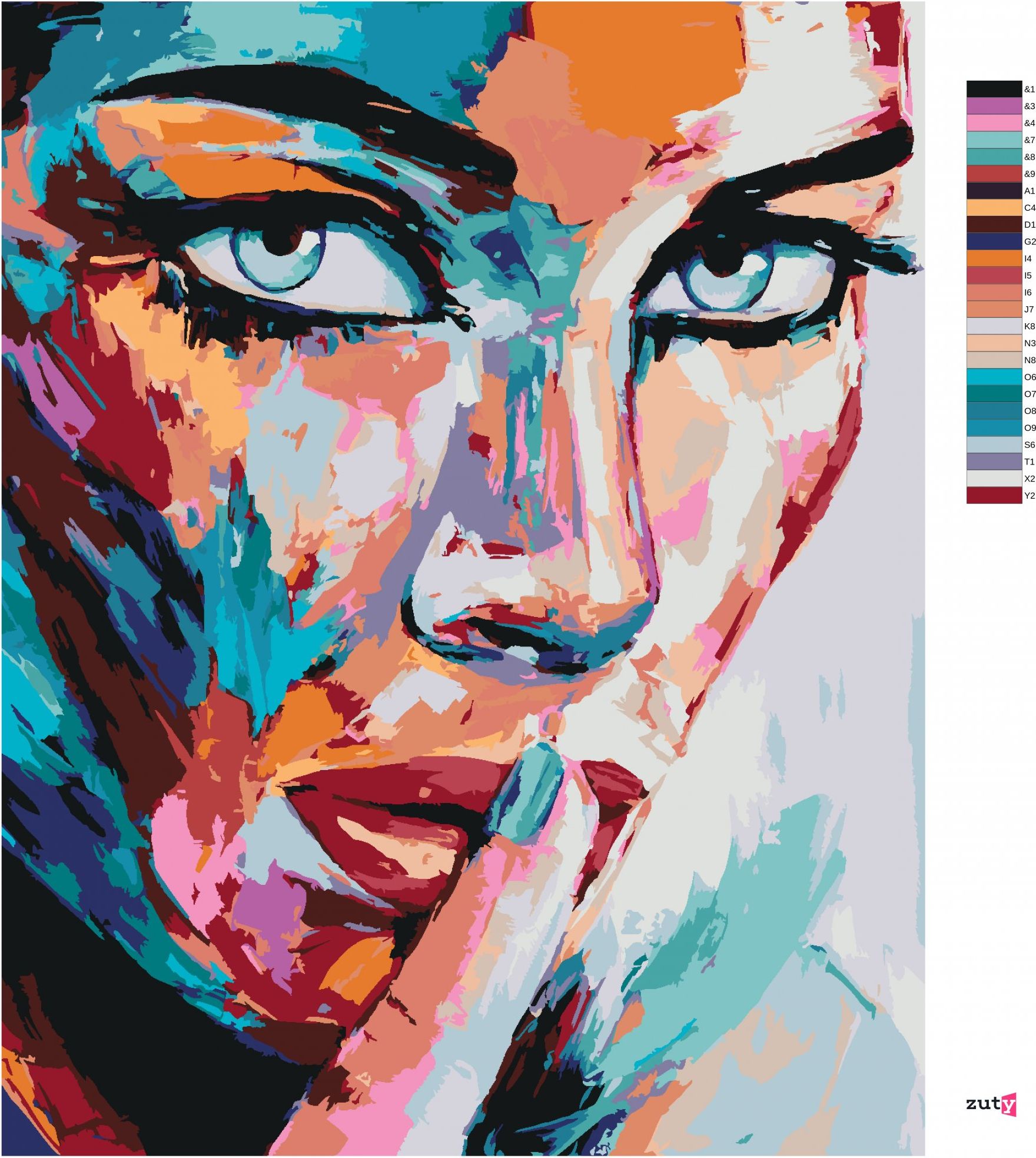zuty Malování podle čísel - PORTRÉT BAREVNÁ ŽENA - Rozměr: 40x50 cm, Rámování: Varianta: bez rámu a bez vypnutí plátna - obrázek 6