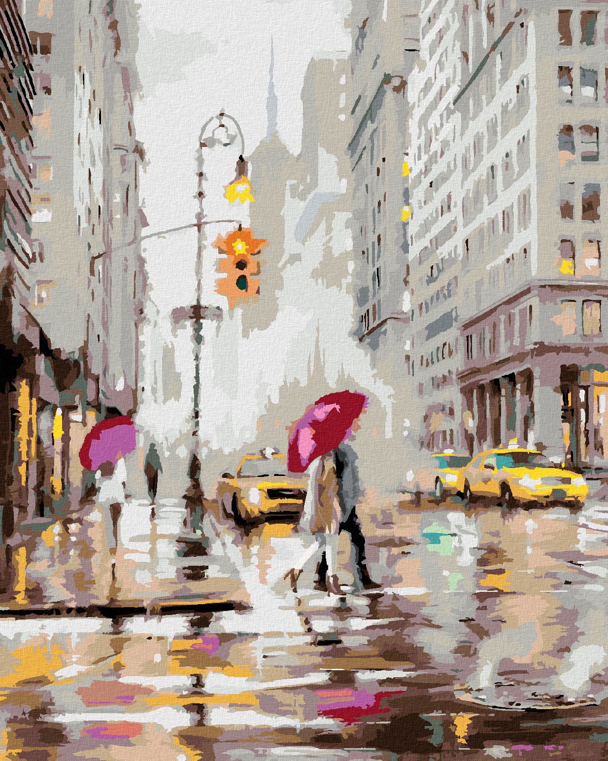 zuty Malování podle čísel - PÁR NA PŘECHODU V NEW YORKU (RICHARD MACNEIL) - Rozměr: 40x50 cm, Rámování: Varianta: vypnuté plátno na rám - obrázek 1