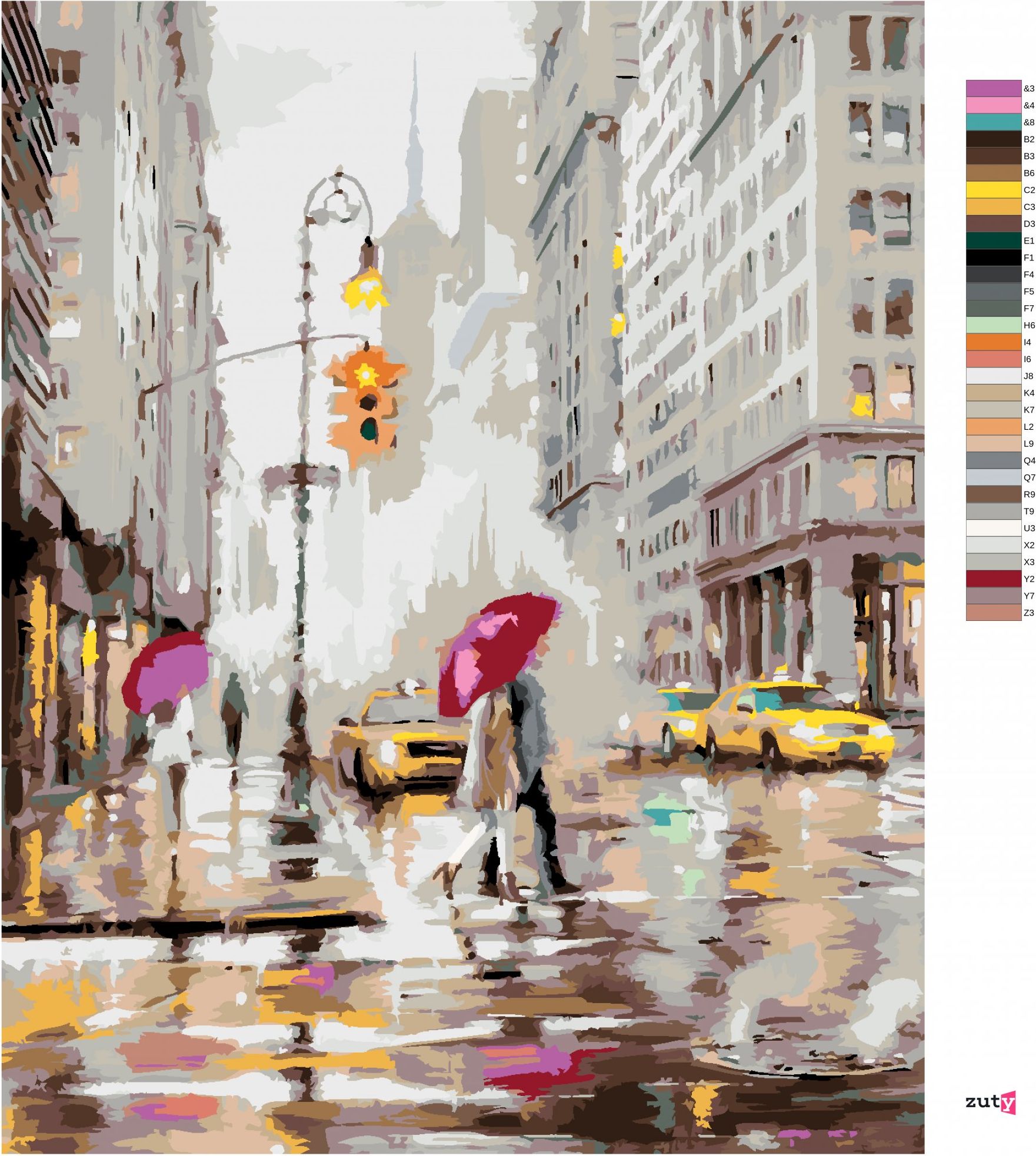 zuty Malování podle čísel - PÁR NA PŘECHODU V NEW YORKU (RICHARD MACNEIL) - Rozměr: 40x50 cm, Rámování: Varianta: vypnuté plátno na rám - obrázek 7