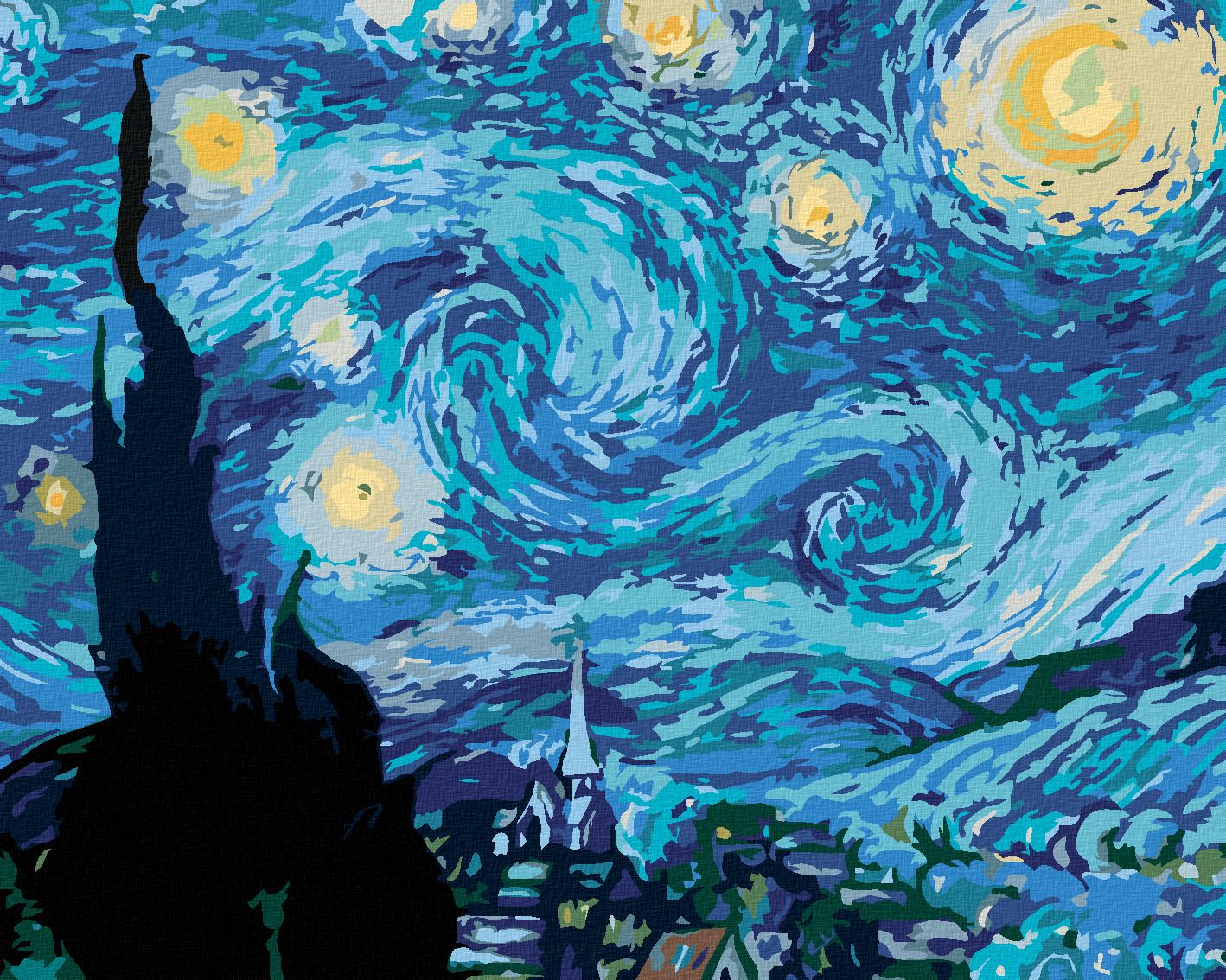zuty Malování podle čísel - HVĚZDNÁ NOC (VAN GOGH) - Rozměr: 40x50 cm, Rámování: Varianta: vypnuté plátno na rám - obrázek 1