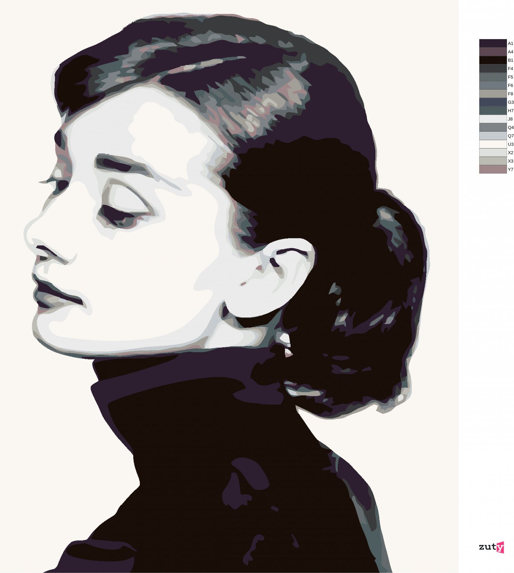 zuty Malování podle čísel - AUDREY HEPBURN I - Rozměr: 40x50 cm, Rámování: Varianta: bez rámu a bez vypnutí plátna - obrázek 6