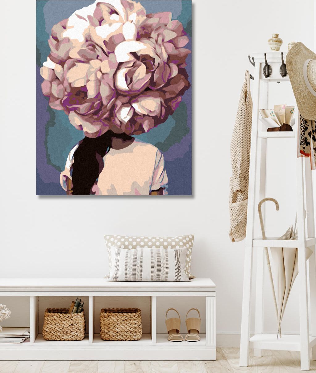 zuty Malování podle čísel - ŽENA S HLAVOU V KVĚTINĚ - RŮŽOVÁ - Rozměr: 40x50 cm, Rámování: Varianta: bez rámu a bez vypnutí plátna - obrázek 15