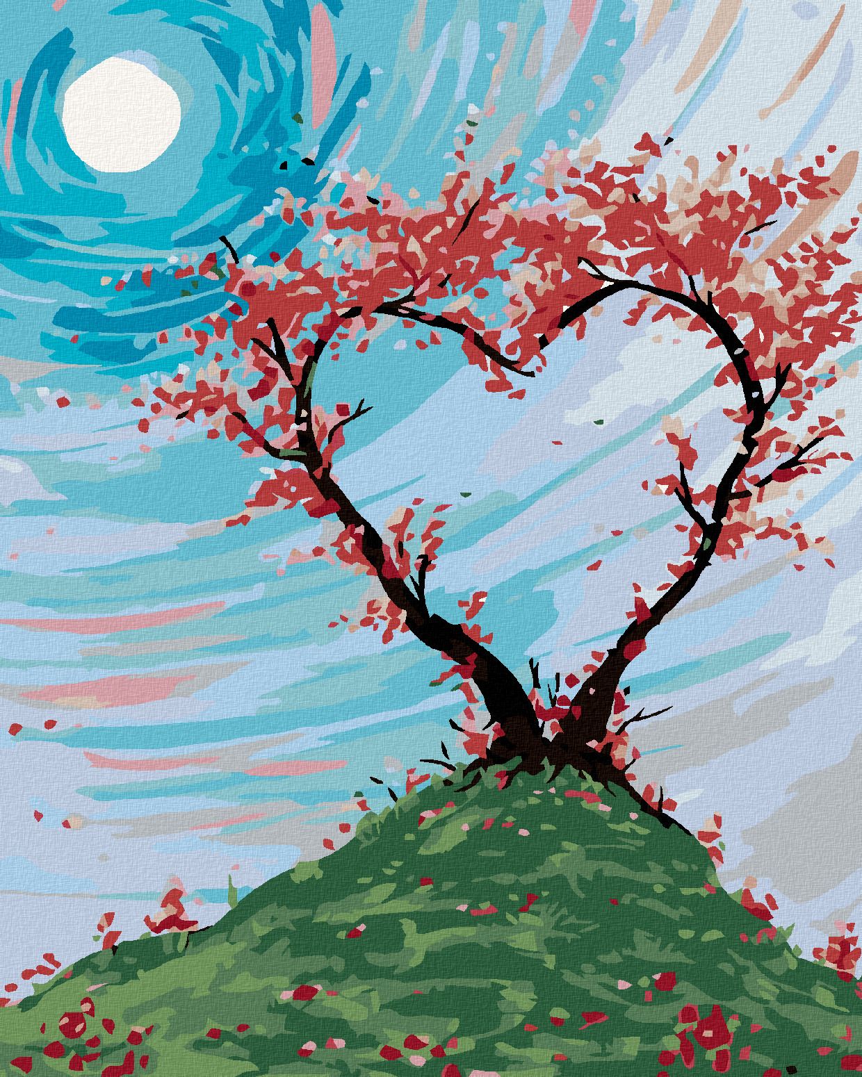 zuty Malování podle čísel - KEŘÍK NA KOPCI VE TVARU SRDCE - Rozměr: 40x50 cm, Rámování: Varianta: bez rámu a bez vypnutí plátna - obrázek 1