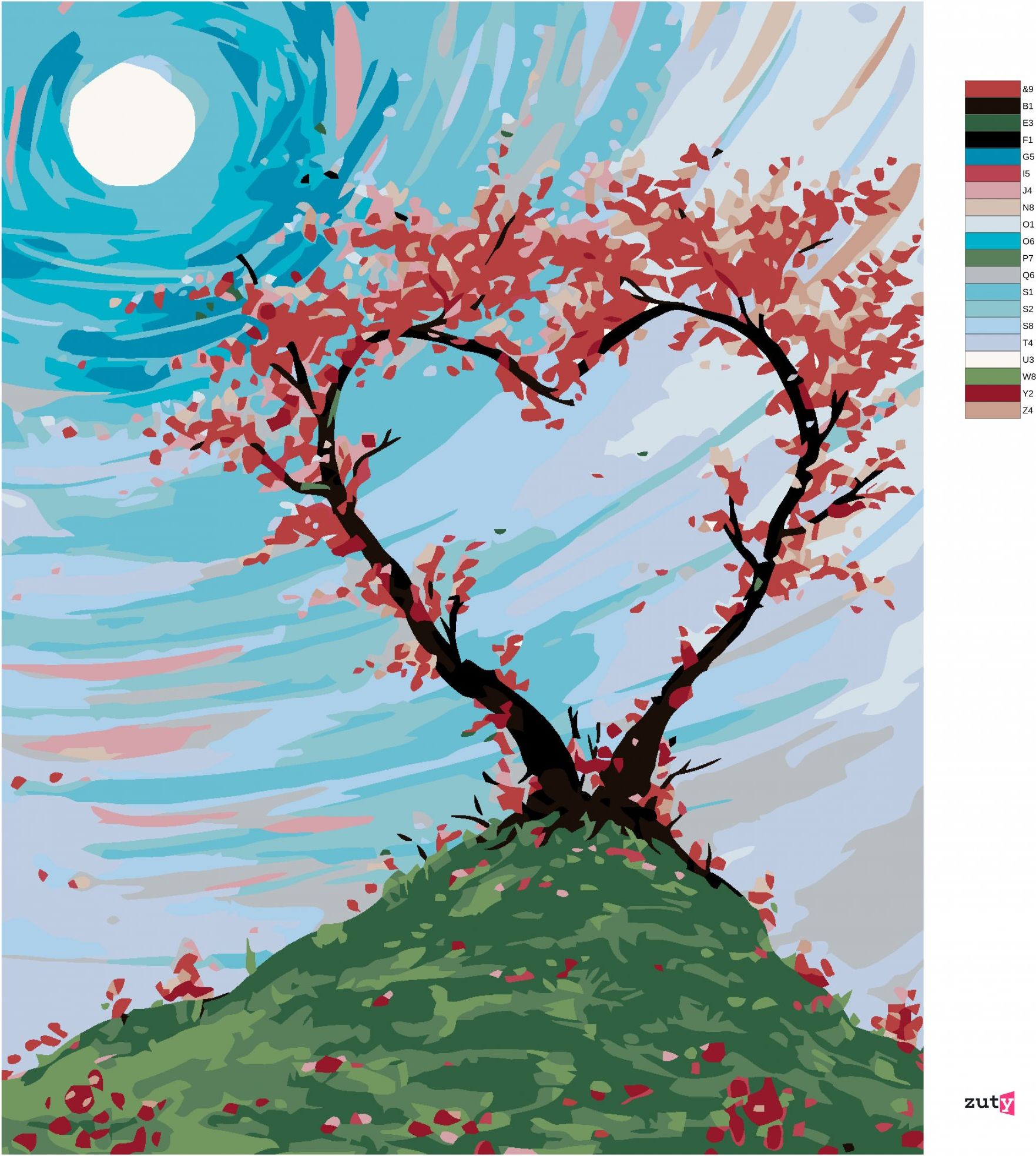 zuty Malování podle čísel - KEŘÍK NA KOPCI VE TVARU SRDCE - Rozměr: 40x50 cm, Rámování: Varianta: bez rámu a bez vypnutí plátna - obrázek 8