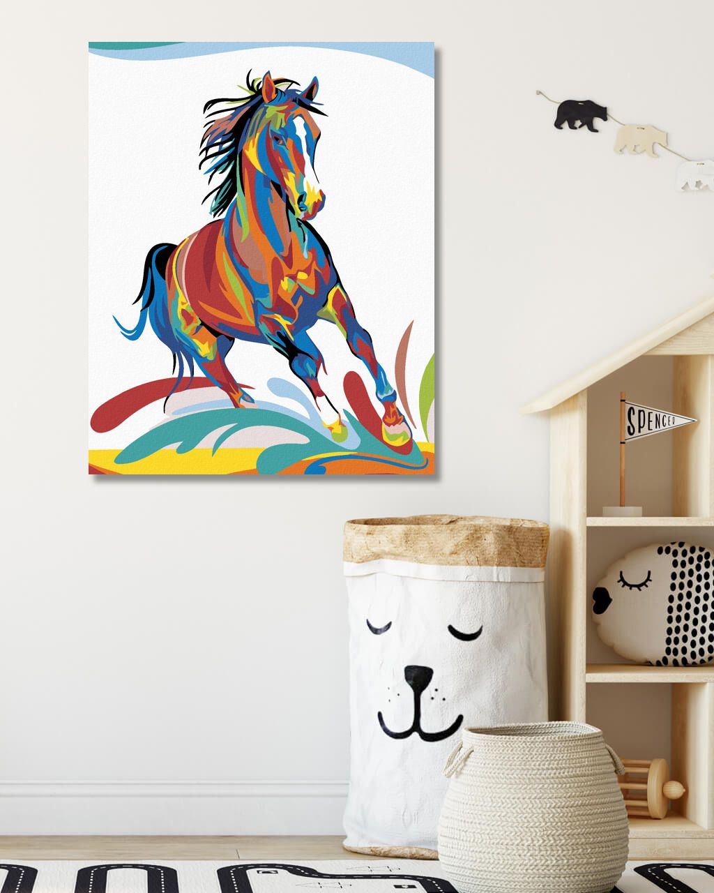 zuty Malování podle čísel - BAREVNÝ KŮŇ - Rozměr: 40x50 cm, Rámování: Varianta: bez rámu a bez vypnutí plátna - obrázek 9