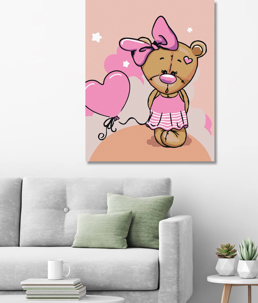 zuty Malování podle čísel - MALÝ MEDVĚD S MAŠLÍ - Rozměr: 40x50 cm, Rámování: Varianta: vypnuté plátno na rám - obrázek 4