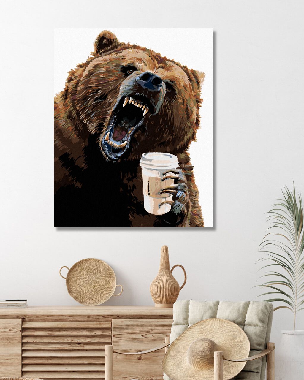 zuty Malování podle čísel - MEDVĚD A KÁVA (HOLLY SIMENTAL) - Rozměr: 40x50 cm, Rámování: Varianta: bez rámu a bez vypnutí plátna - obrázek 9