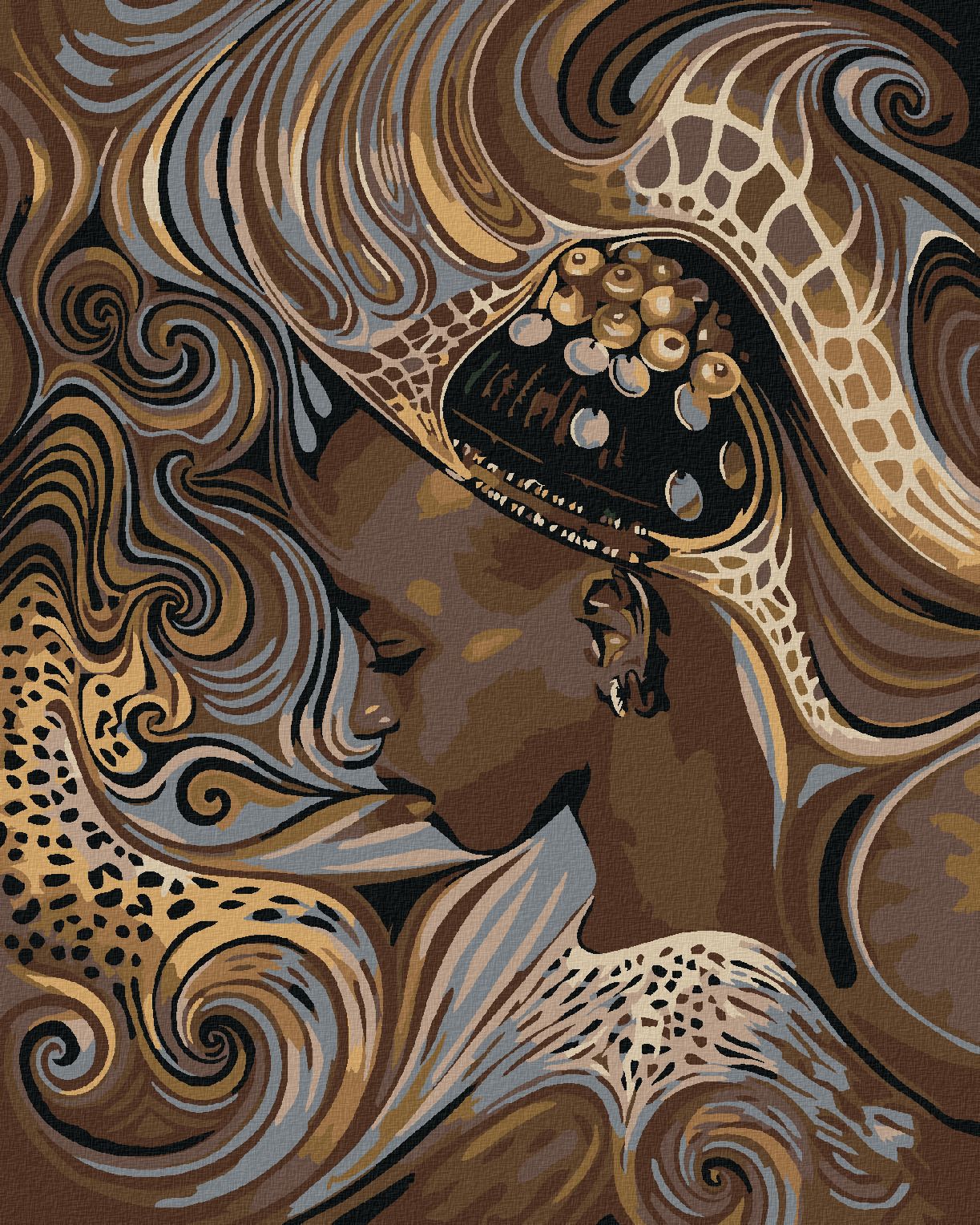 zuty Malování podle čísel - AFRICKÁ DOMORODÁ DÍVKA - Rozměr: 40x50 cm, Rámování: Varianta: vypnuté plátno na rám - obrázek 1