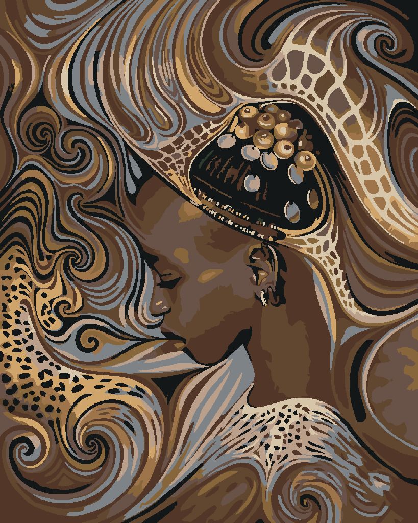 zuty Malování podle čísel - AFRICKÁ DOMORODÁ DÍVKA - Rozměr: 40x50 cm, Rámování: Varianta: vypnuté plátno na rám - obrázek 3