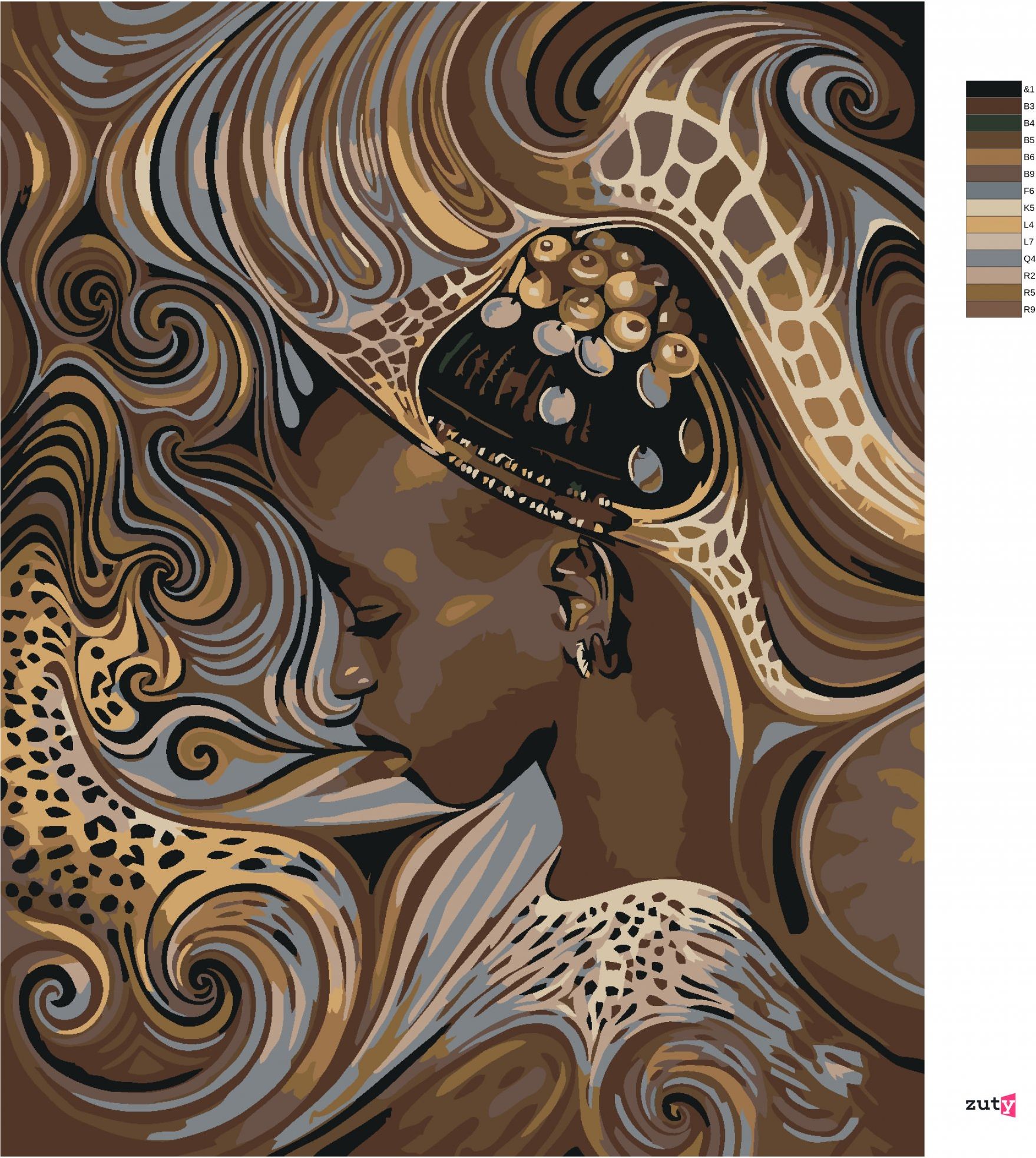 zuty Malování podle čísel - AFRICKÁ DOMORODÁ DÍVKA - Rozměr: 40x50 cm, Rámování: Varianta: vypnuté plátno na rám - obrázek 9