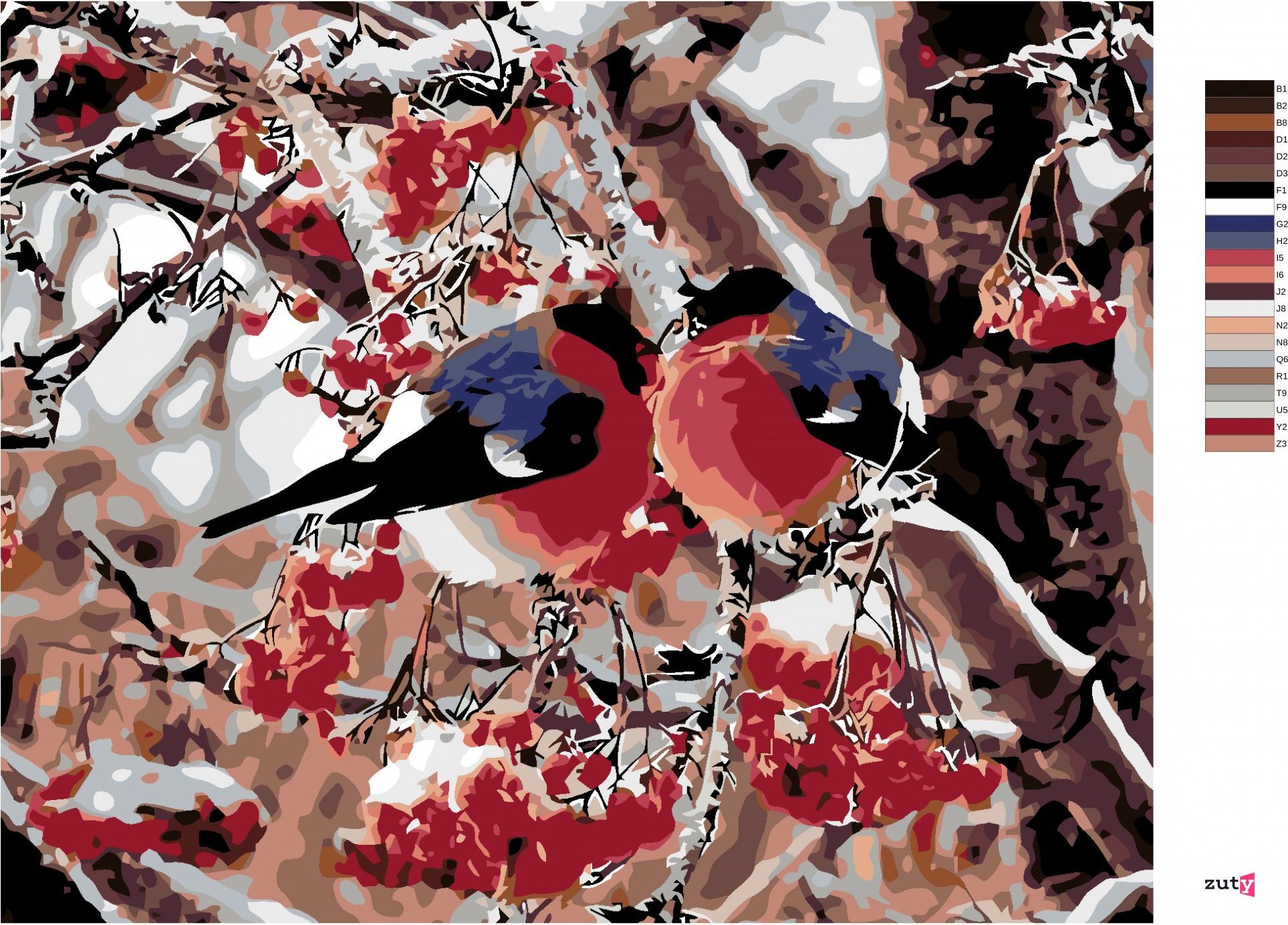 zuty Malování podle čísel - PTÁČCI V JEŘABINÁCH - Rozměr: 40x50 cm, Rámování: Varianta: vypnuté plátno na rám - obrázek 9