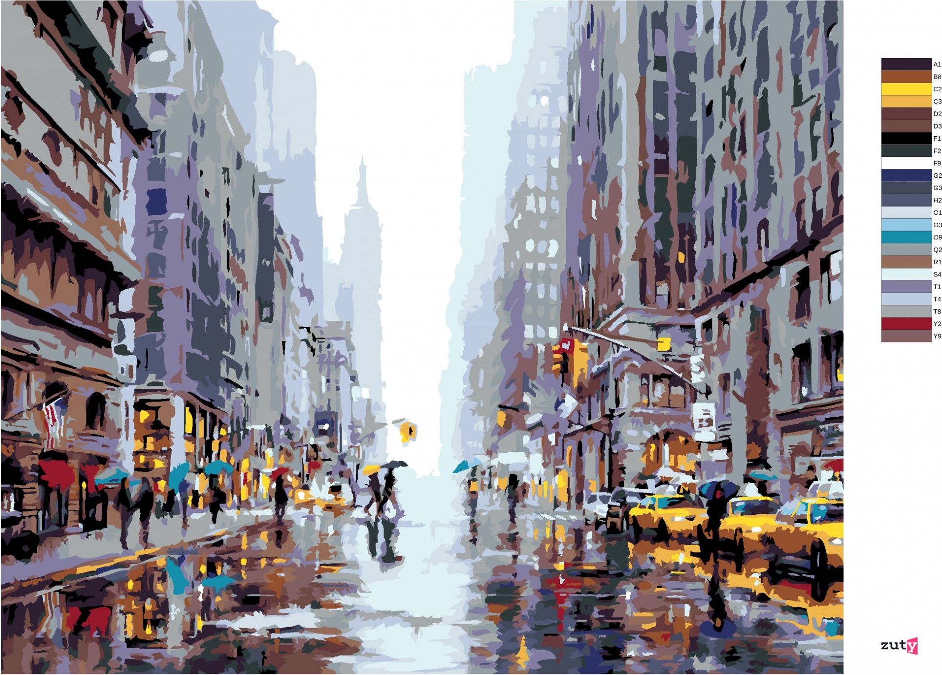 zuty Malování podle čísel - RUŠNÁ ULICE V NEW YORKU II (RICHARD MACNEIL) - Rozměr: 40x50 cm, Rámování: Varianta: bez rámu a bez vypnutí plátna - obrázek 9